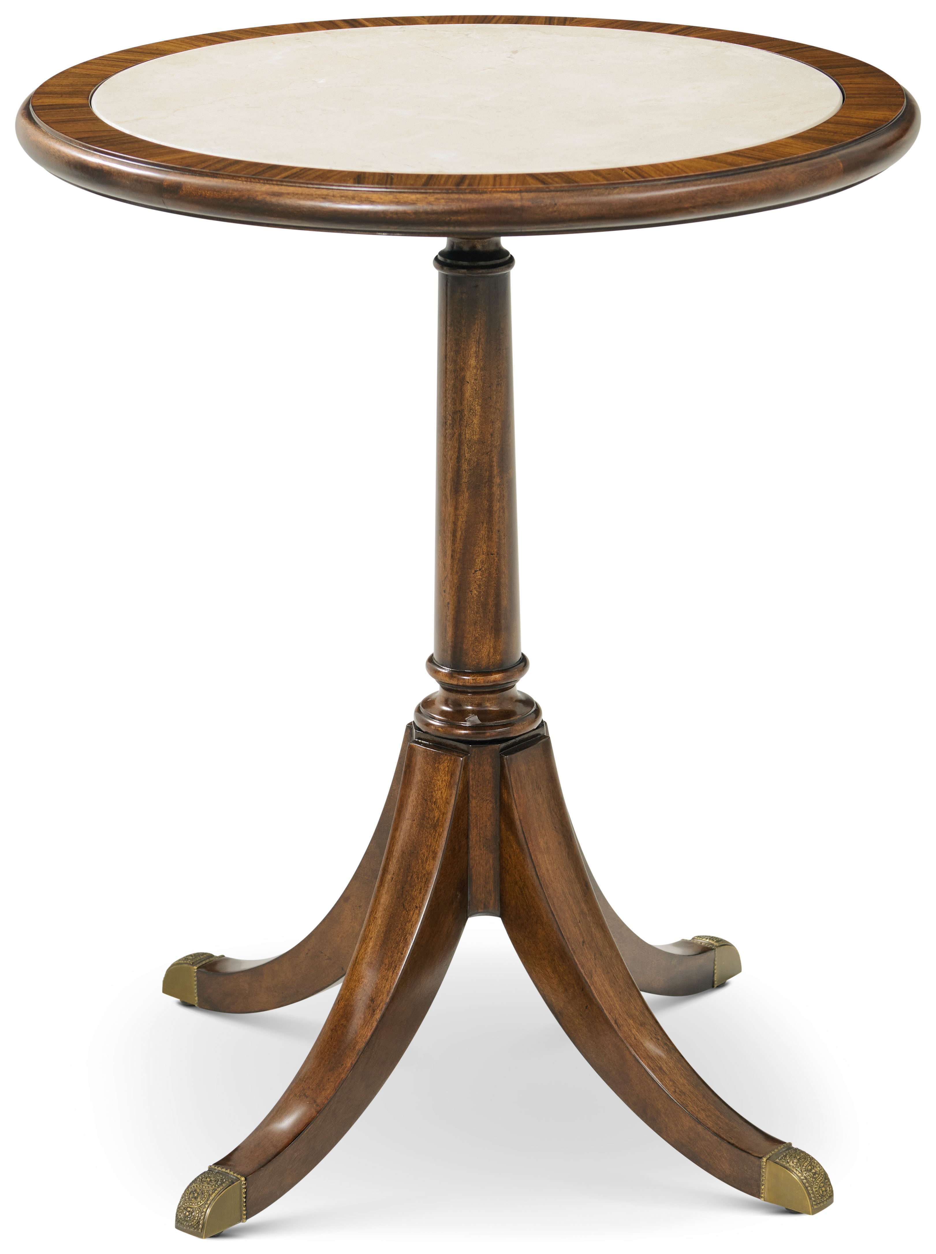 Sloane Round Occasional Table in VCF1903_Edwardian_Brown_MCF578.B_Medium_English / Wood, Brass, Marble - Theodore Alexander