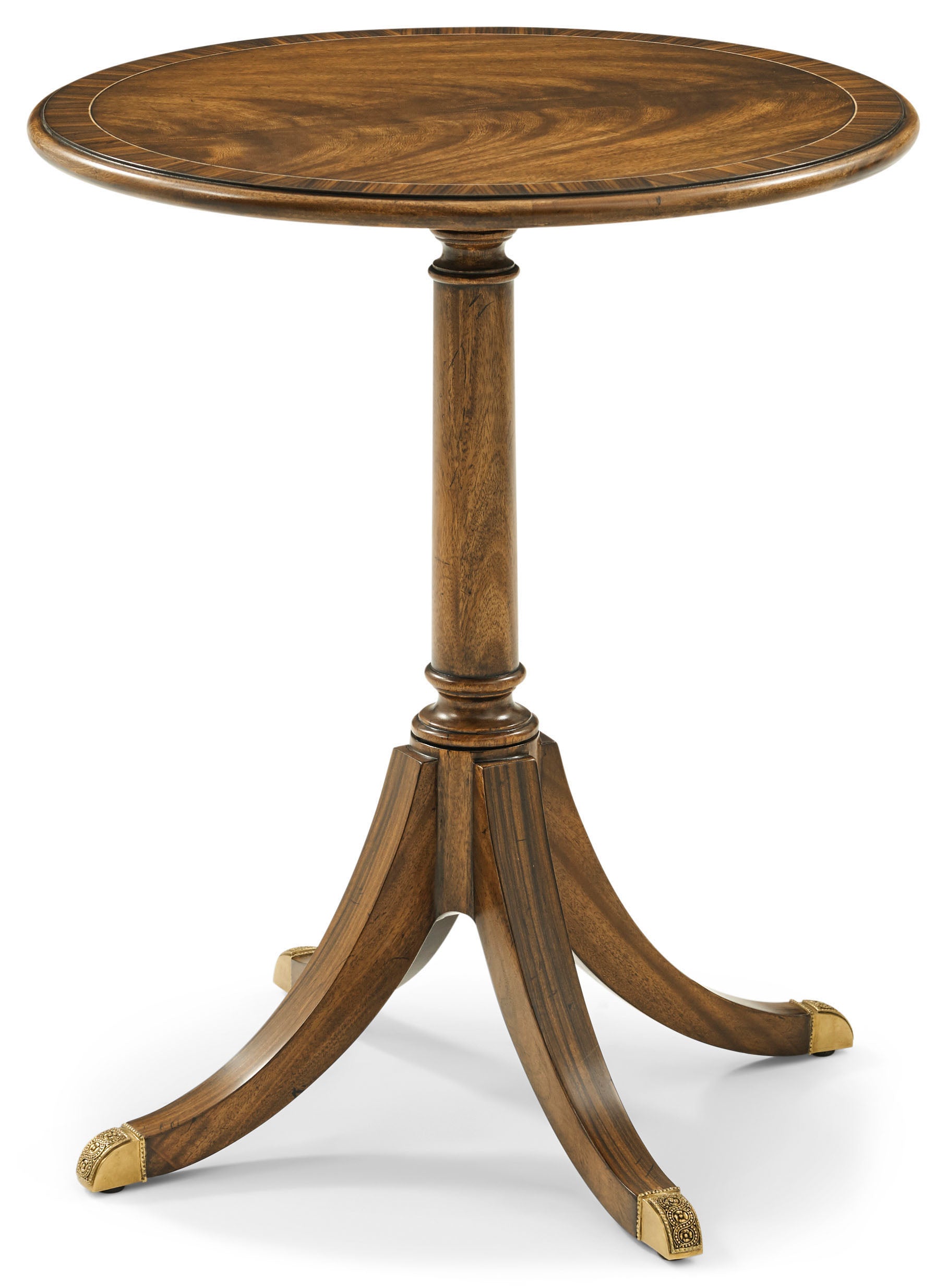 Sloane Round Occasional Table II in VCF1903_Edwardian_Brown_MCF578.B_Medium_English / Wood, Brass, Veneer - Theodore Alexander