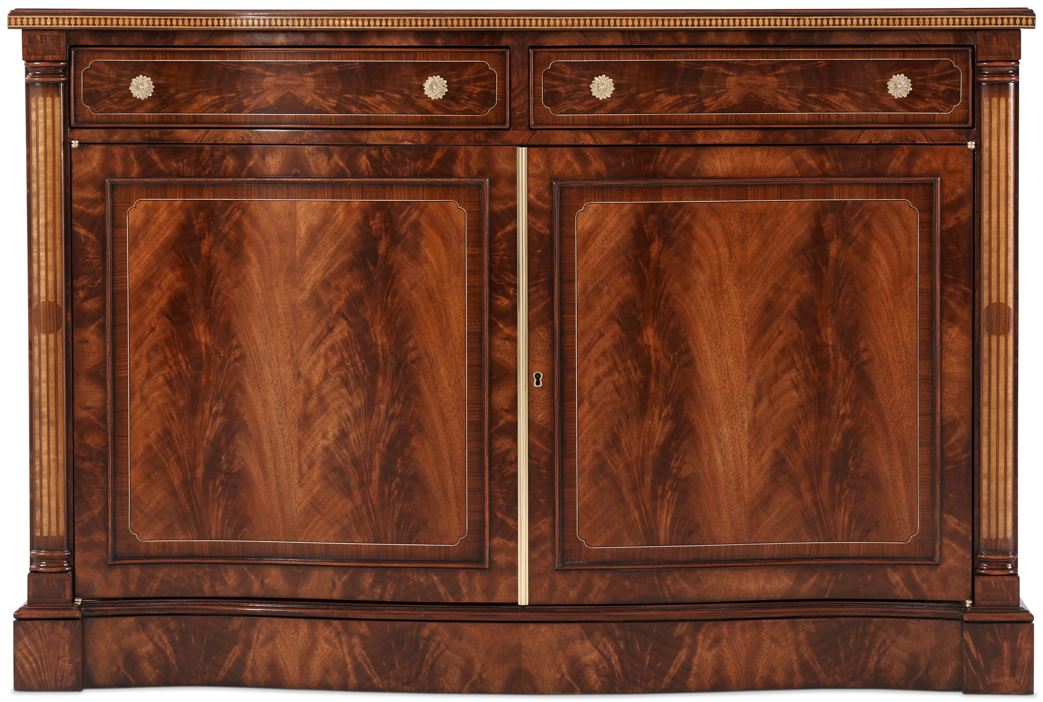 Tristam Cabinet in Flame Veneer, Morado Veneer, Mahogany - Theodore Alexander