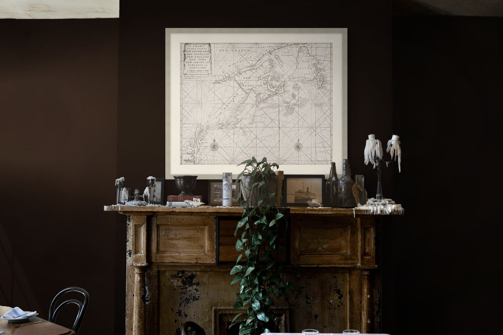 Antique Coastal Map 1 in a room