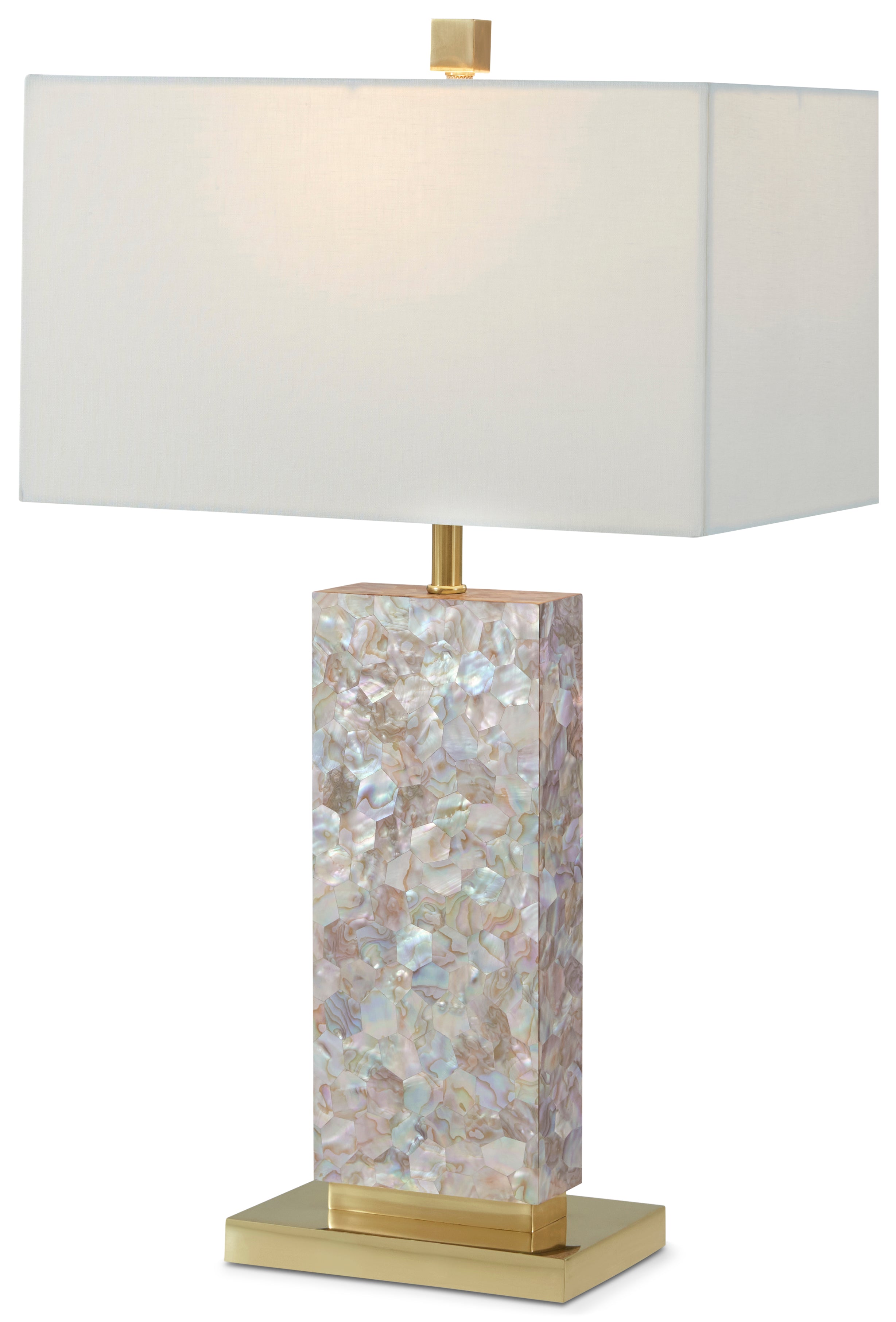 Viola Table Lamp in Brass, Mother of Pearl, Stainless Steel - Theodore Alexander