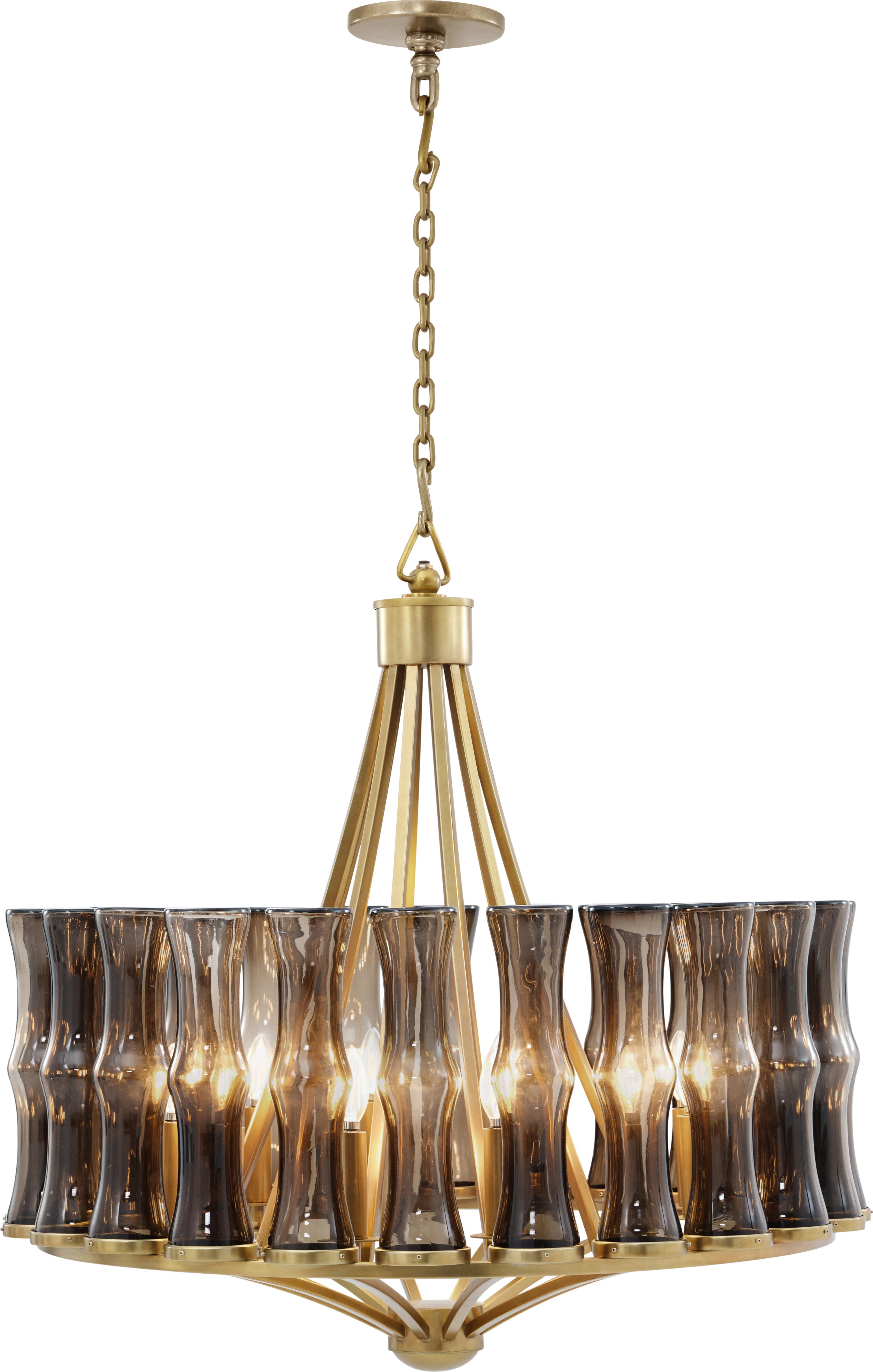 Preston Media Chandelier in Stainless Steel, Glass - Theodore Alexander