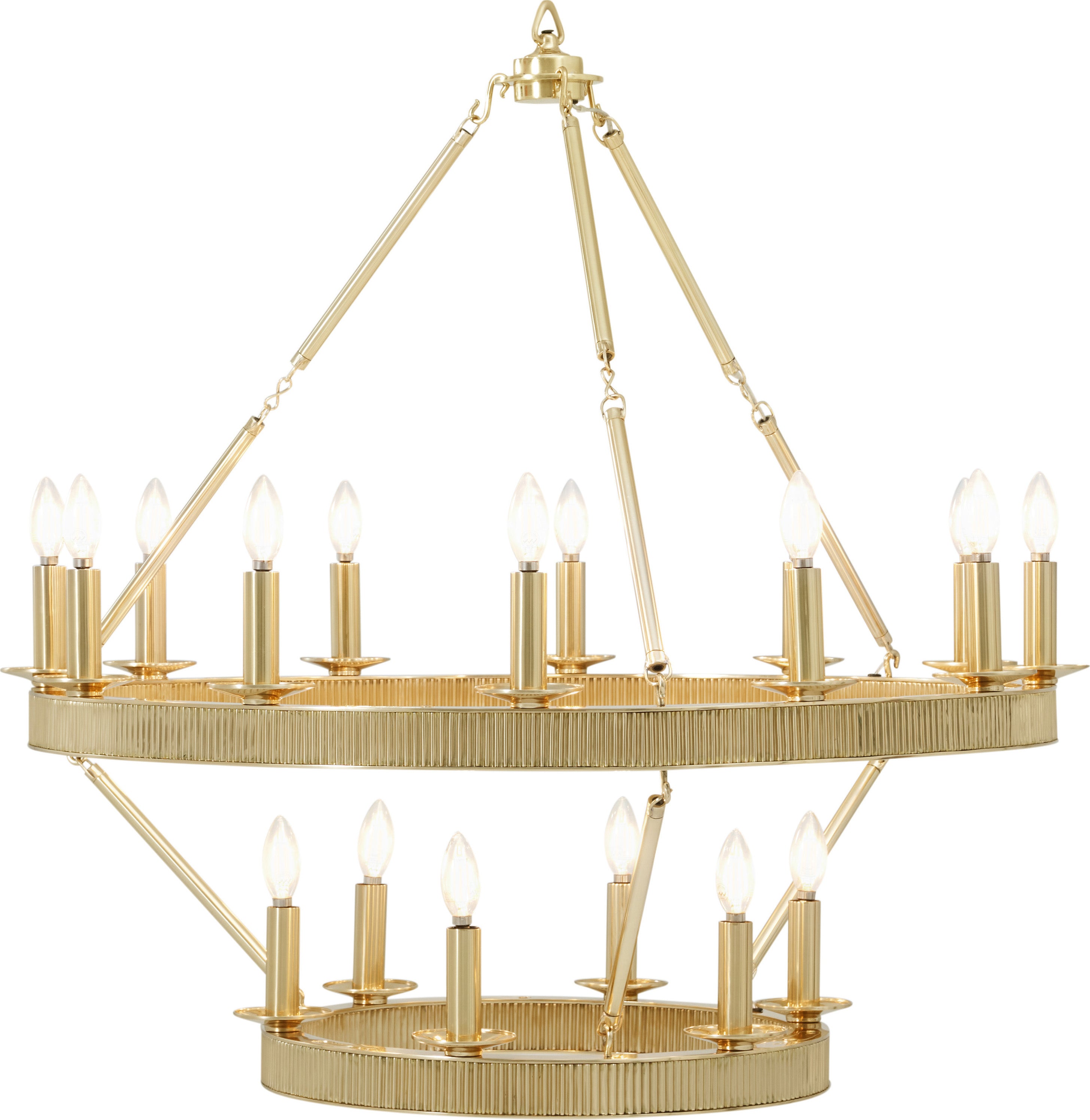 Simon Media Stack Chandelier in Brass - Theodore Alexander