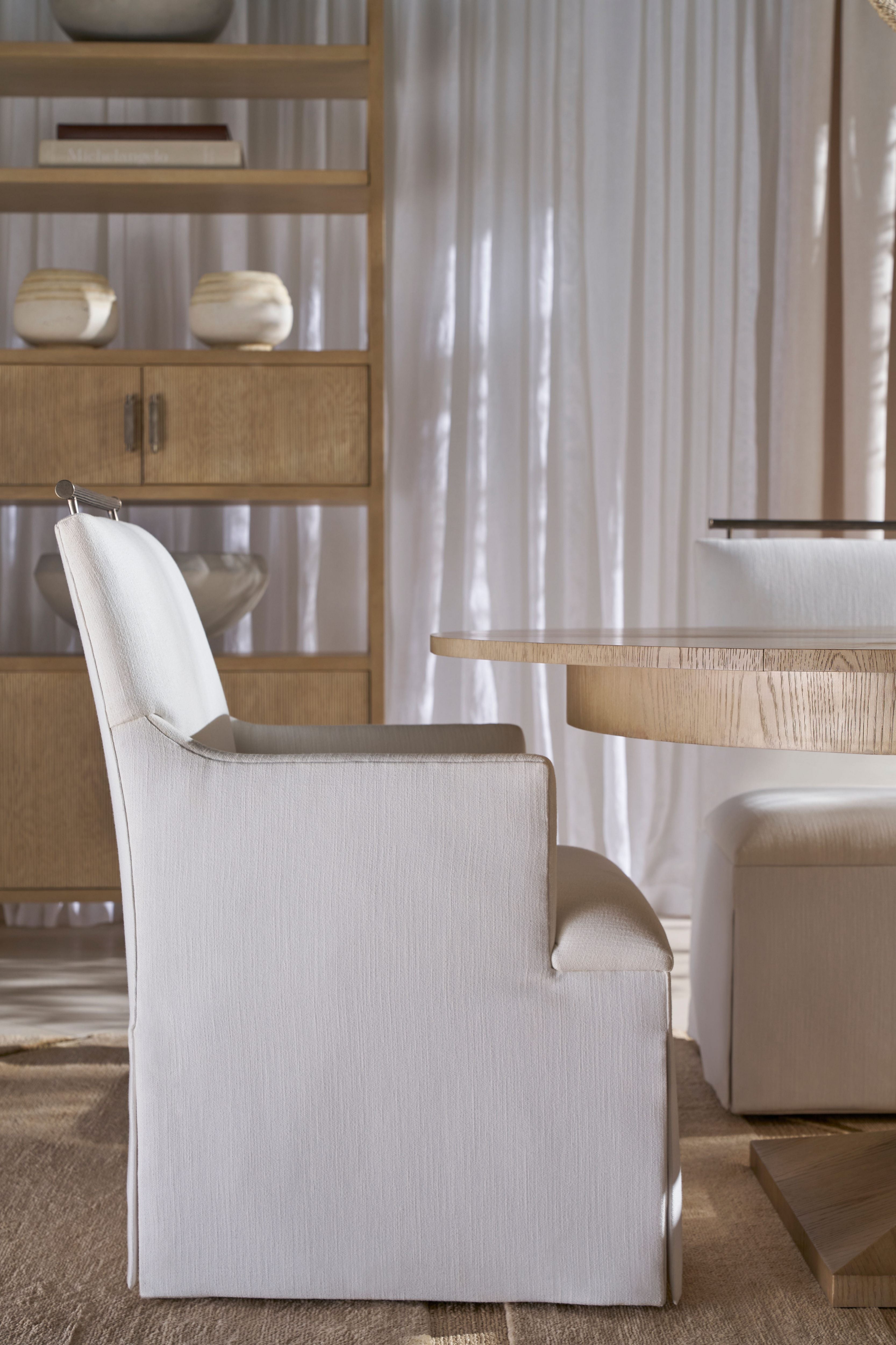 Balboa Upholstered Dining Armchair II – Dining Arm Chairs by Theodore Alexander | Sutter & Vale