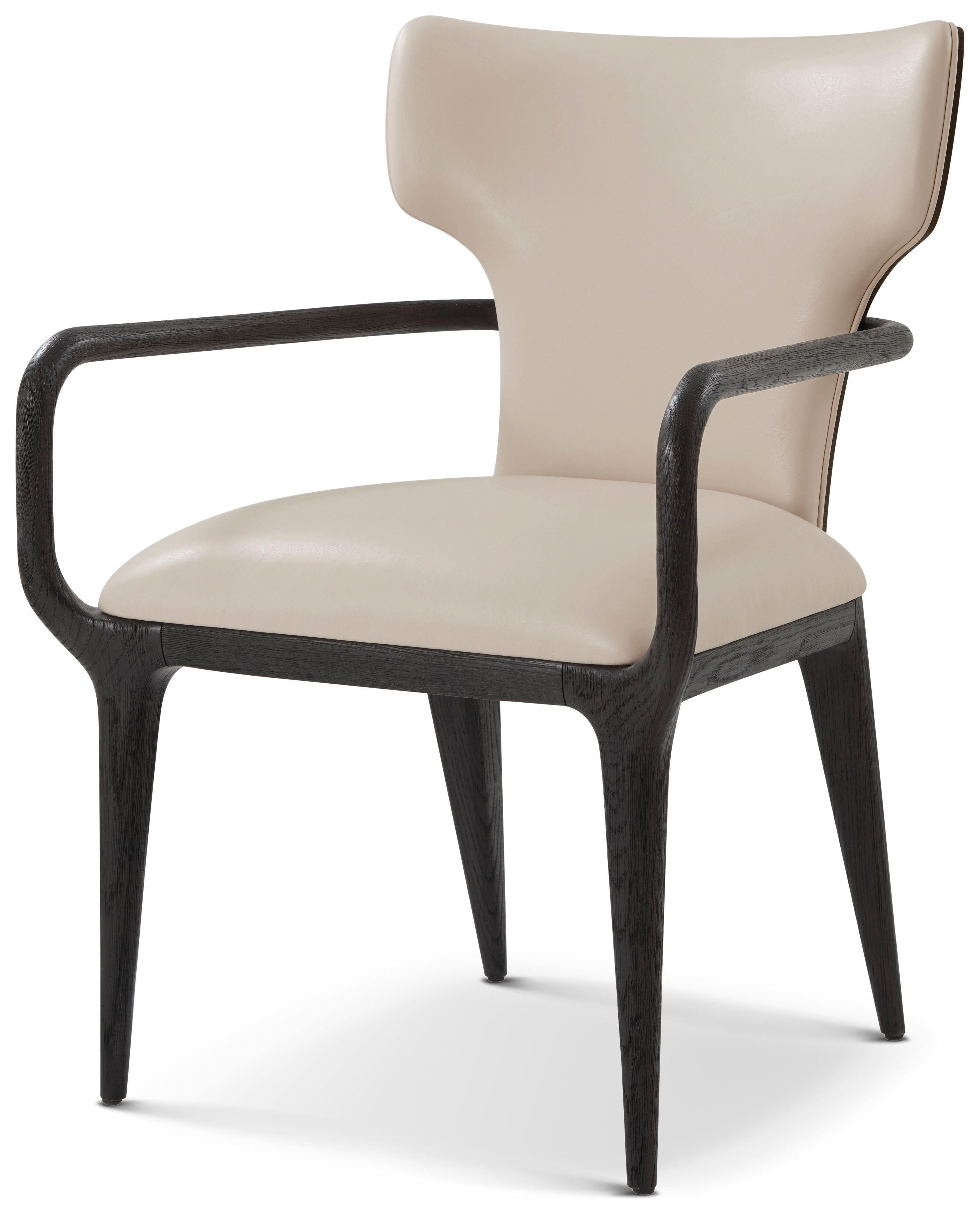 Repose Upholstered Dining Arm Chair II in PCF1186.1L2HA3F_Charcoal_Oak / Solid Wood, Veneer - Theodore Alexander