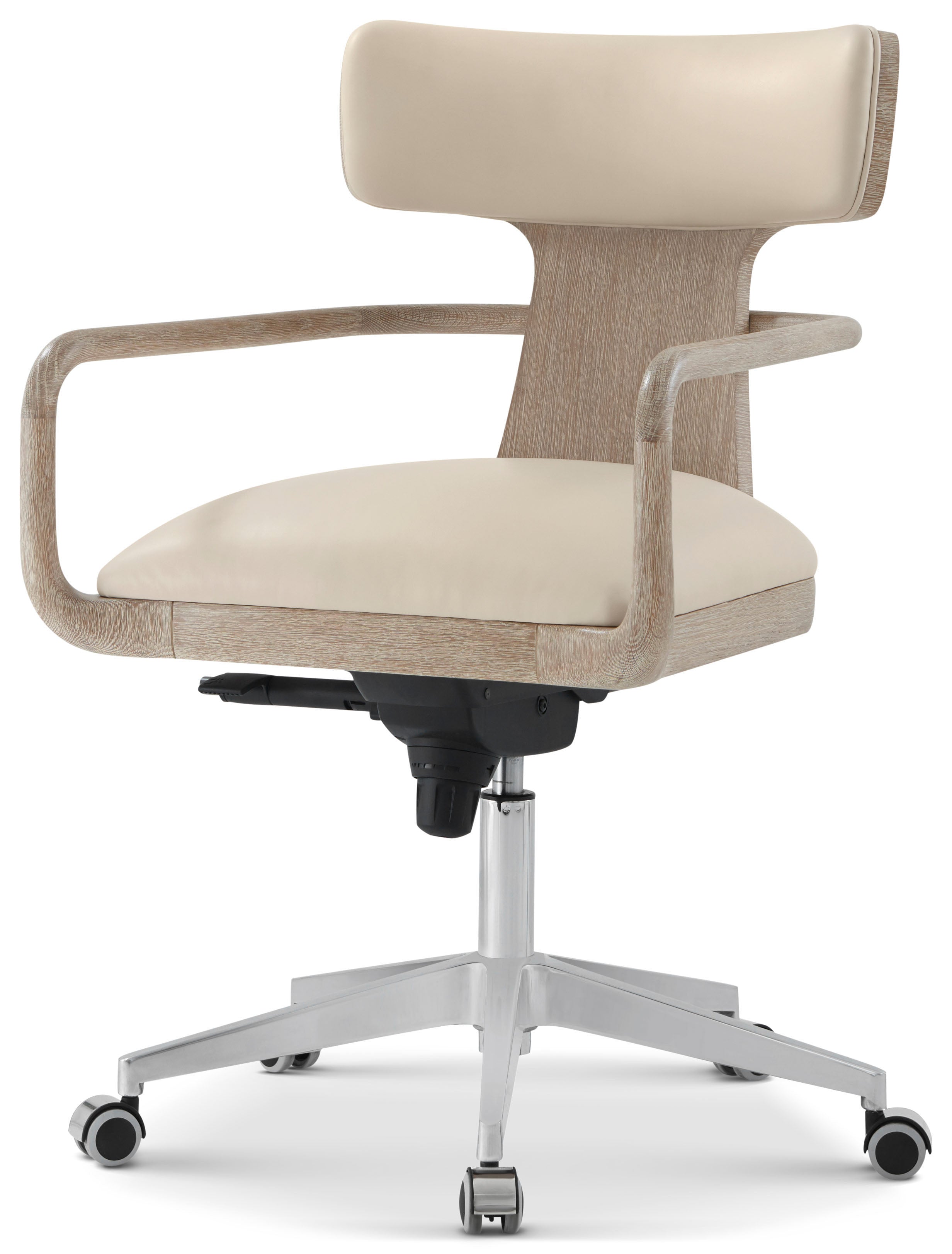 Repose Wooden Upholstered Study Chair in PCF1175.1K2HA3F_Grey_Oak / Wood, Steel - Theodore Alexander