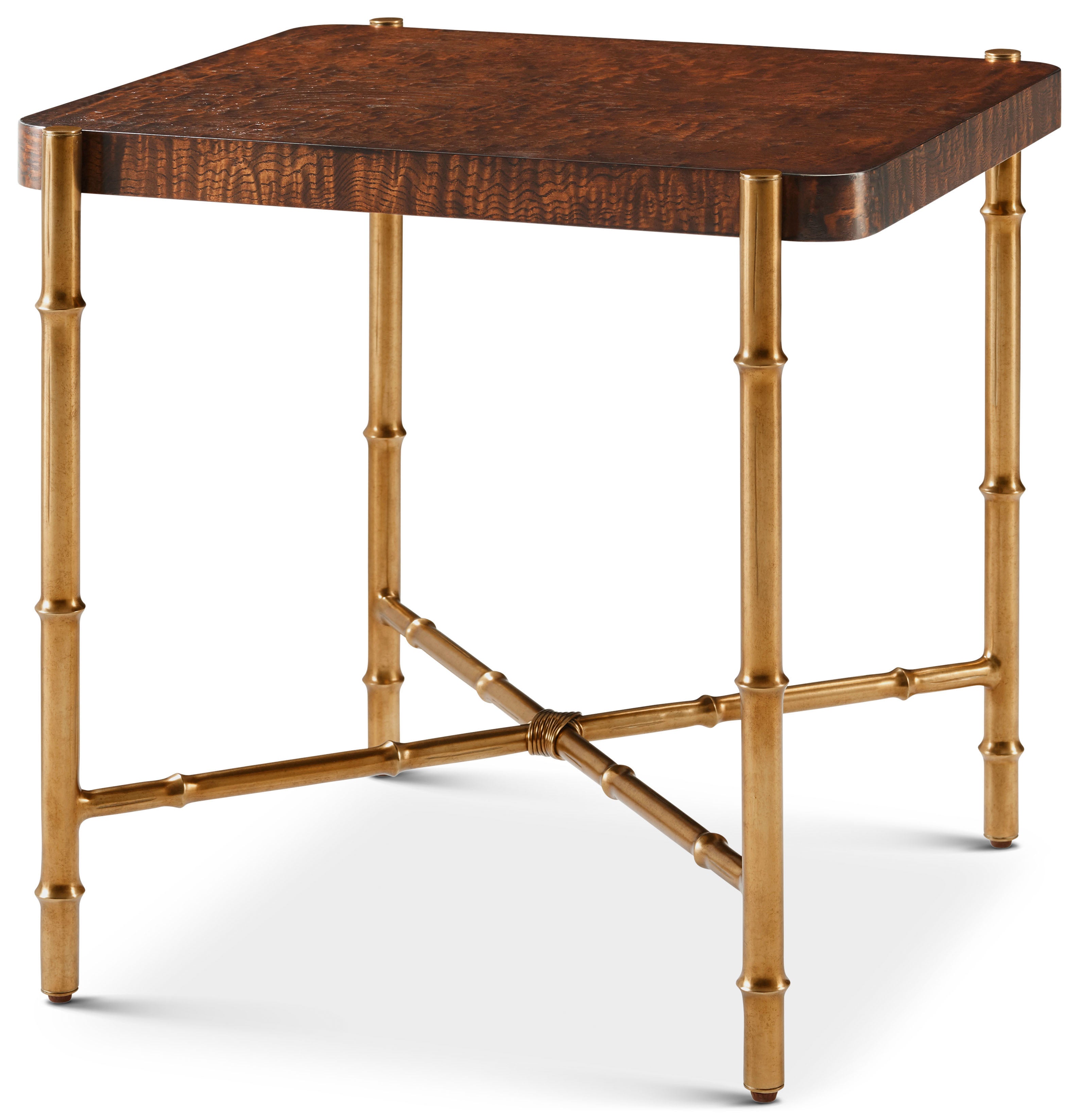 Kesden Side Table in VCF1801_pyramid_brown_MCF538.B_satin_brass / Brass, Wood - Theodore Alexander