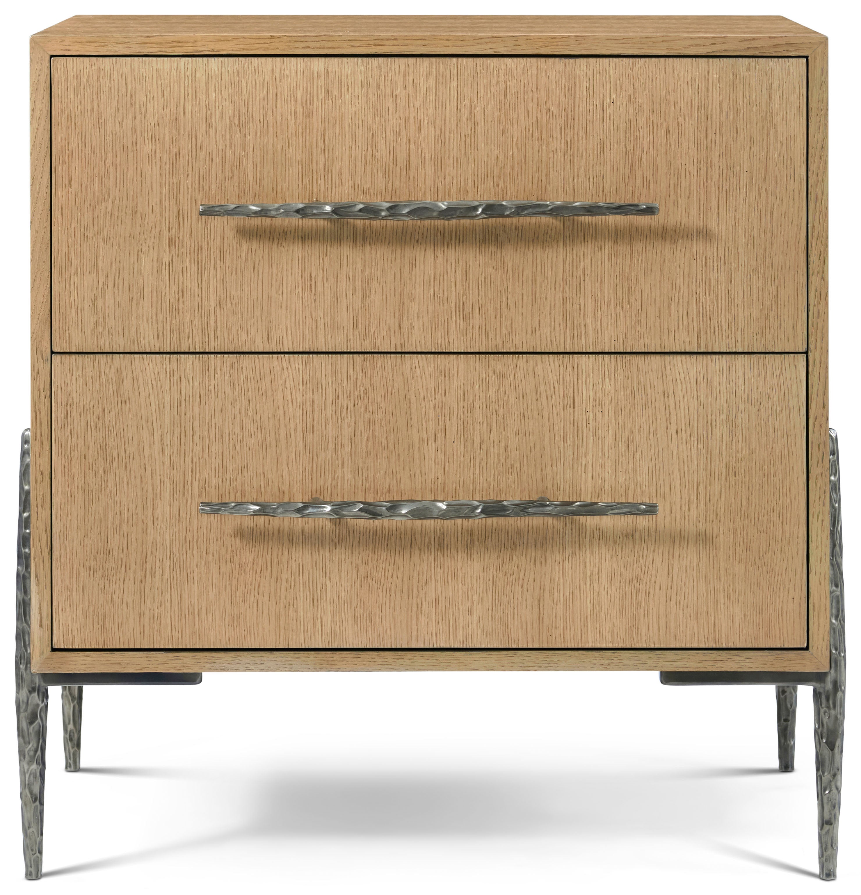 Essence Two Drawer Nightstand in VCF1792_Blonde_MCF552.A_Volcanic_Essence / Aluminium, Veneer - Theodore Alexander