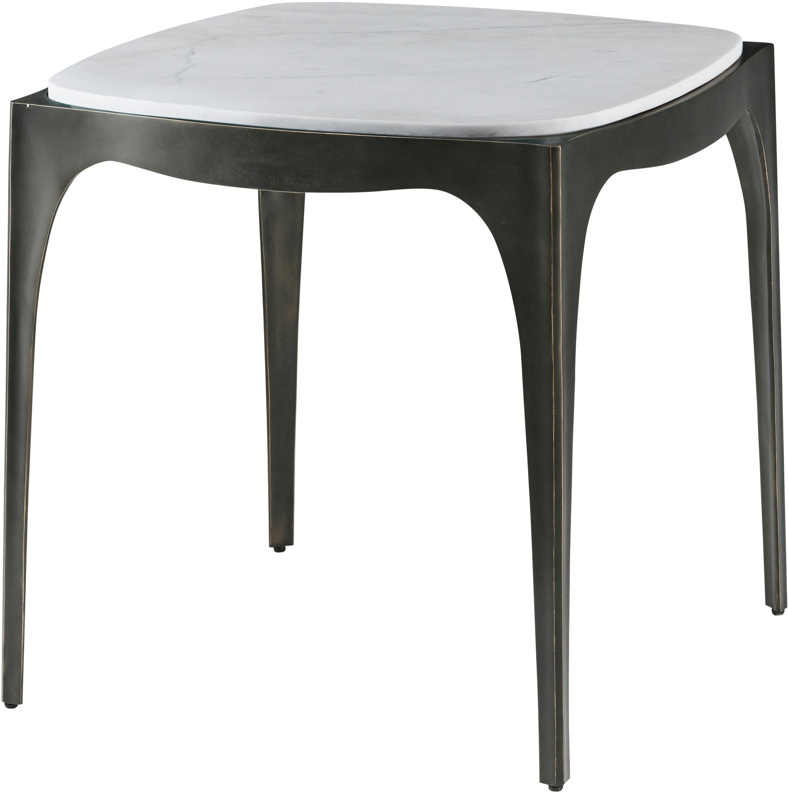 Rome Square Side Table in Gold_Dolomite_Marble / Aluminium, Marble - Theodore Alexander