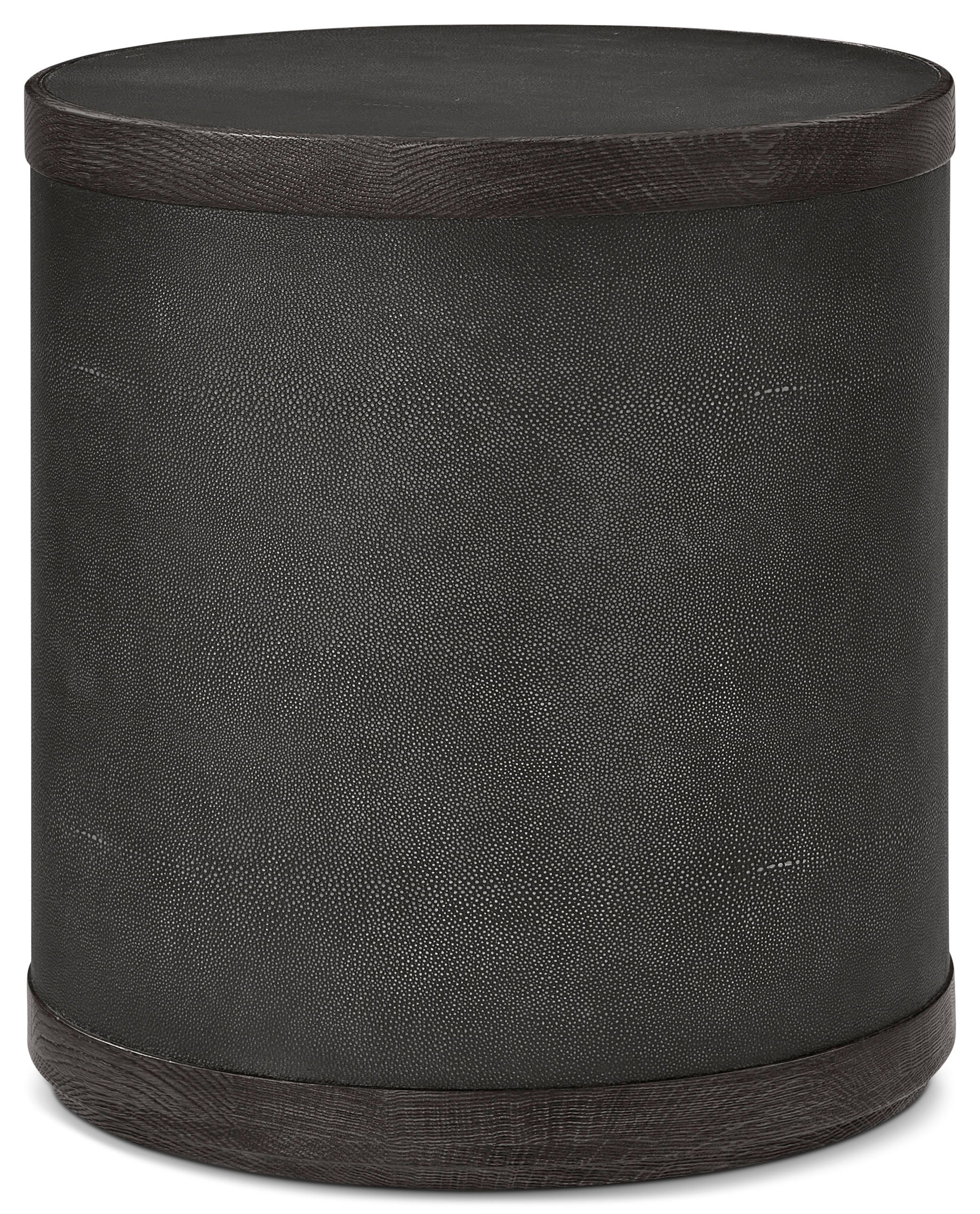 Maxwell Drum Side Table in Oak Wood, Shagreen - Theodore Alexander