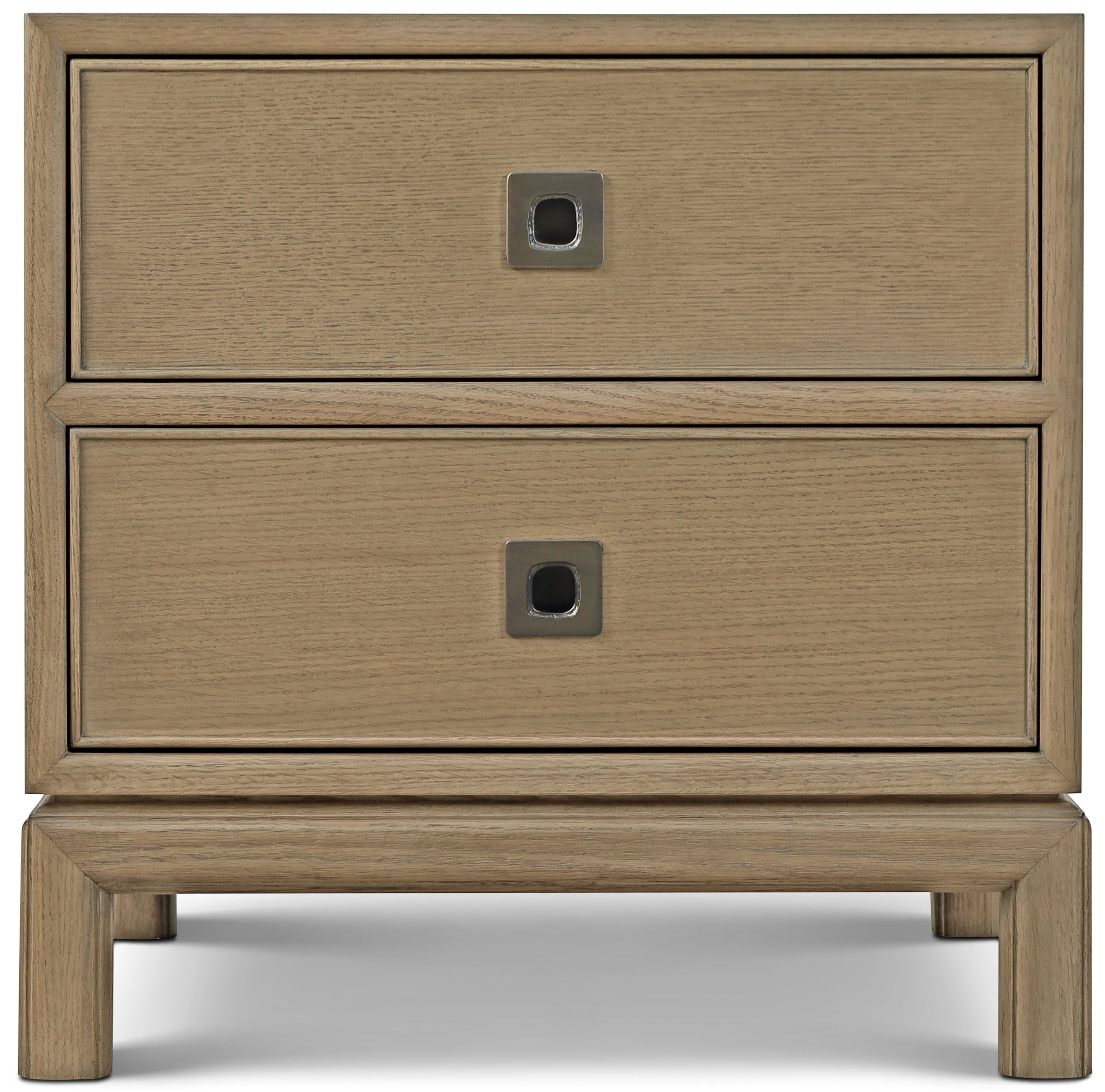 Montauk 2-Drawer Side Table in Oak Wood, Oak Veneer, Aluminium - Theodore Alexander