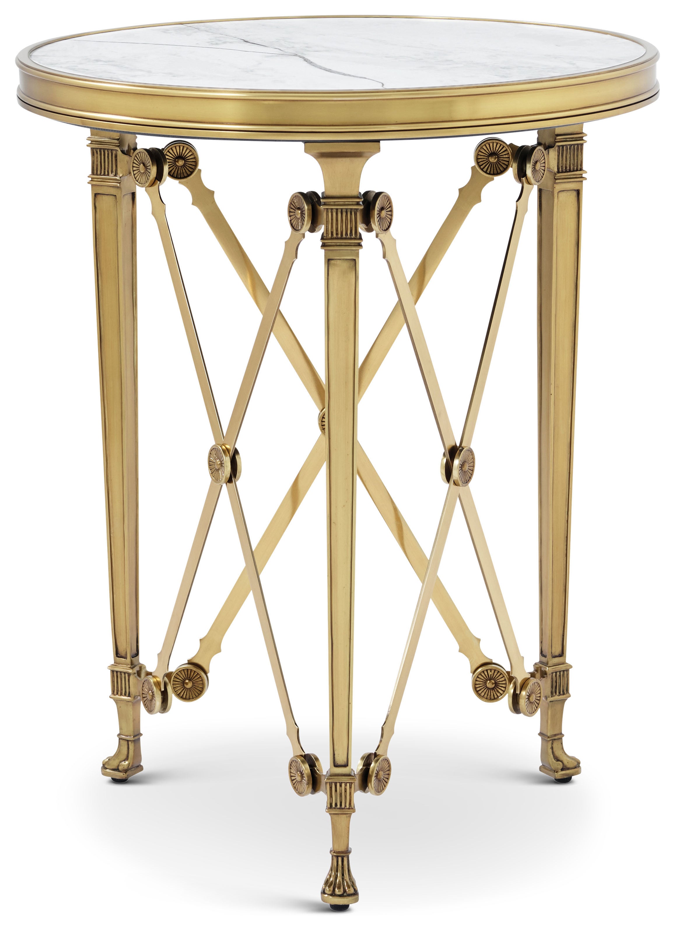 Spencer London Small Round Brass Side Table – Side Tables by Theodore Alexander | Sutter & Vale