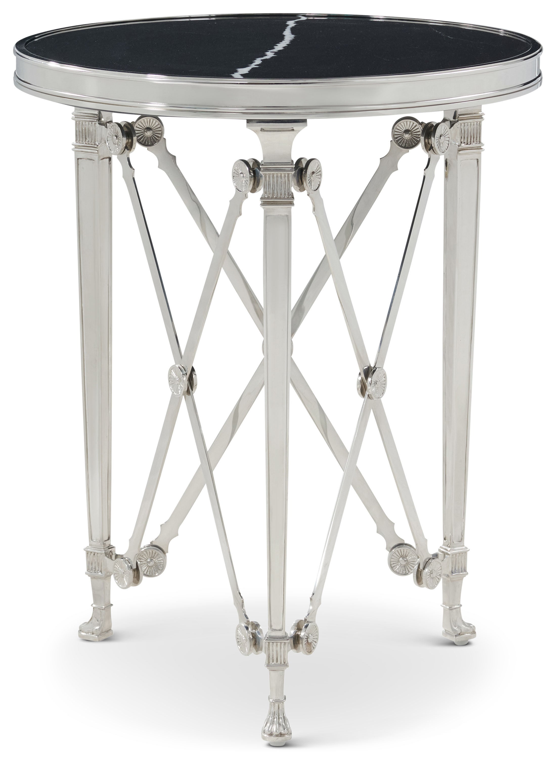 Spencer London Small Round Nickel Side Table – Side Tables by Theodore Alexander | Sutter & Vale