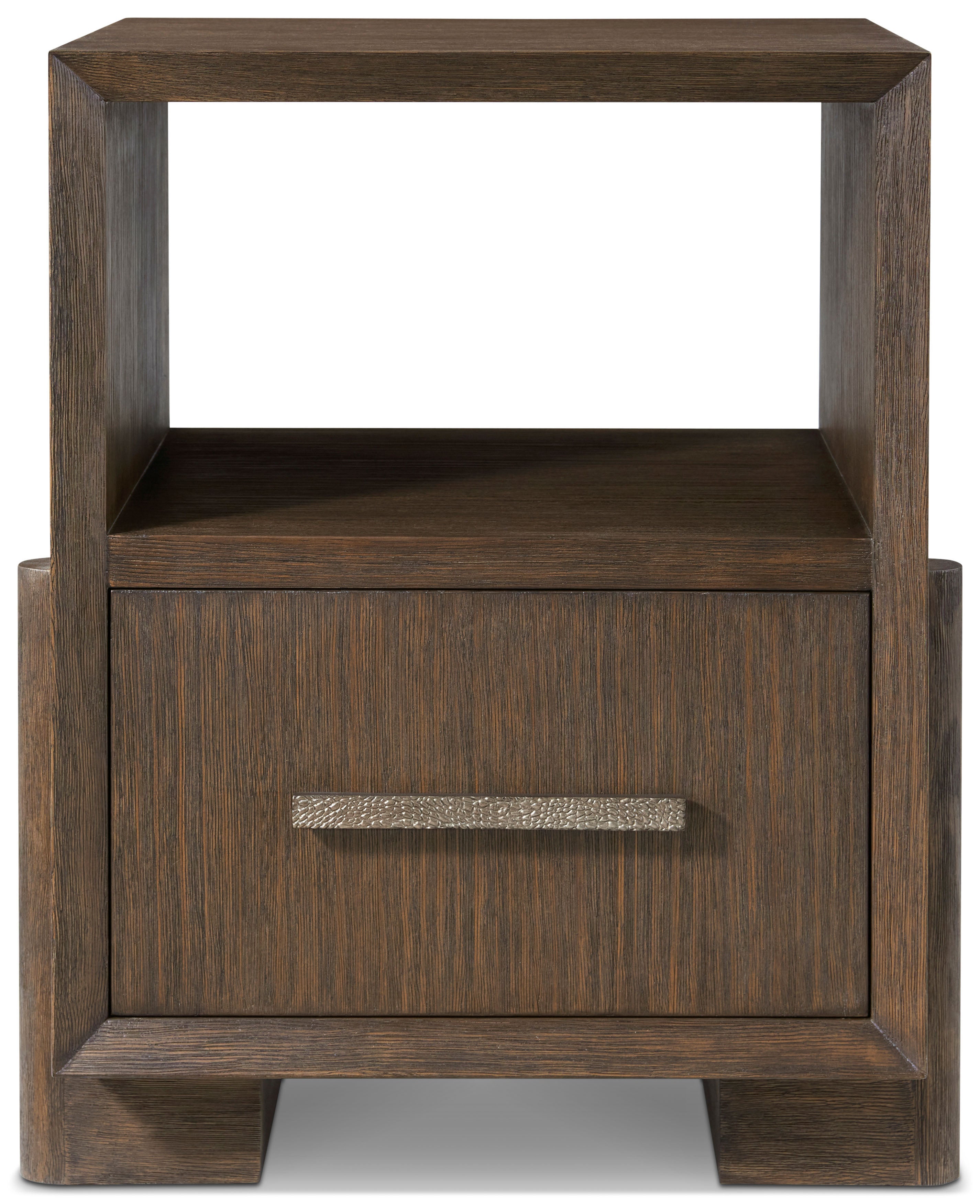 Urbane Single Drawer Nightstand in Wood, Veneer, Aluminium - Theodore Alexander