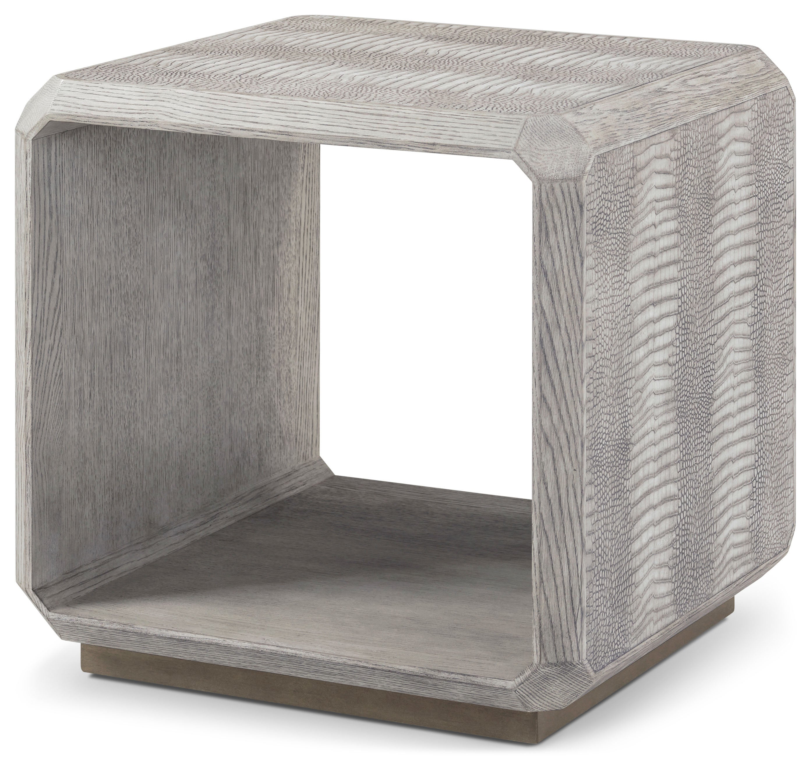 Spencer St. James Side Table in Beech Wood, Oak Wood, Oak Veneer, Reconstructed Pattern Crocodile - Theodore Alexander