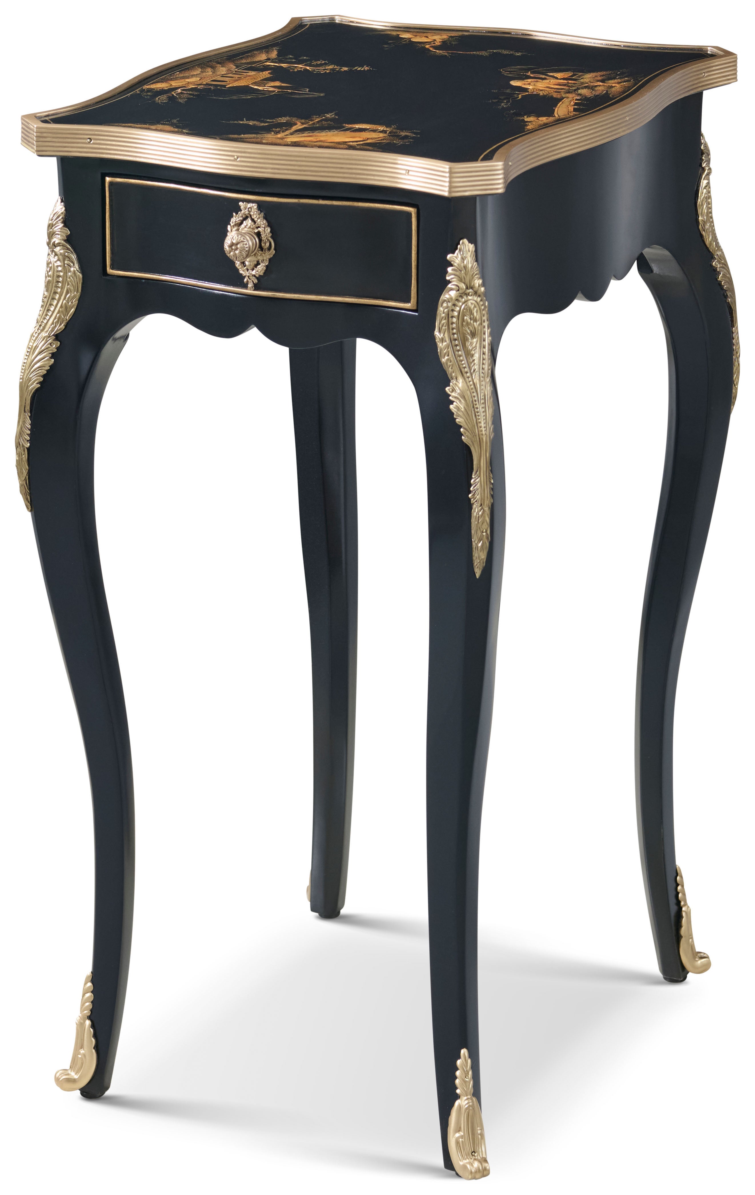 Tranquility Accent Table in Beech Wood, Brass - Theodore Alexander