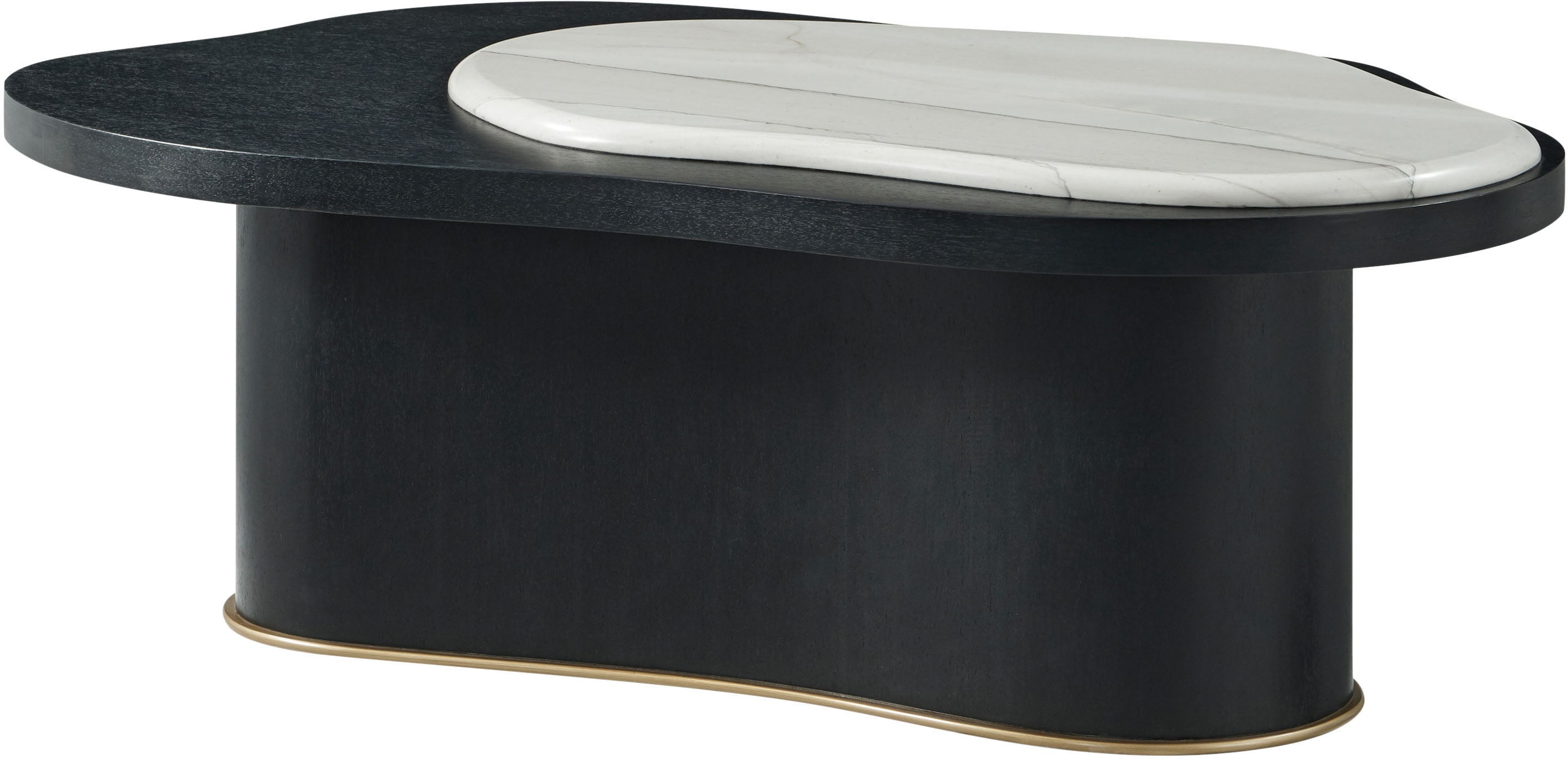 Amorphous Cocktail Table in Wood, Brass, Marble - Theodore Alexander