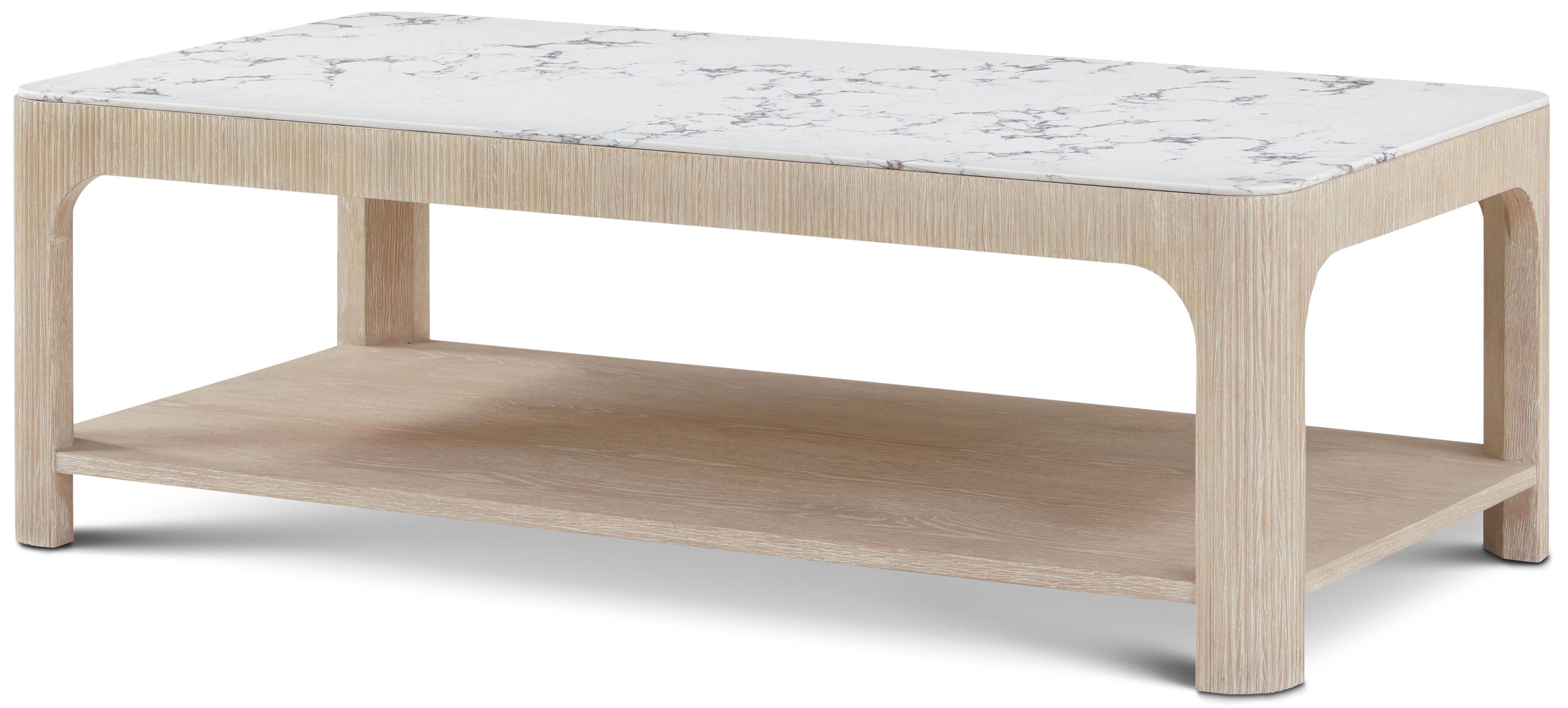 Horizon Square Quartz Cocktail Table in Ash Wood, Oak Veneer, Quartz - Theodore Alexander