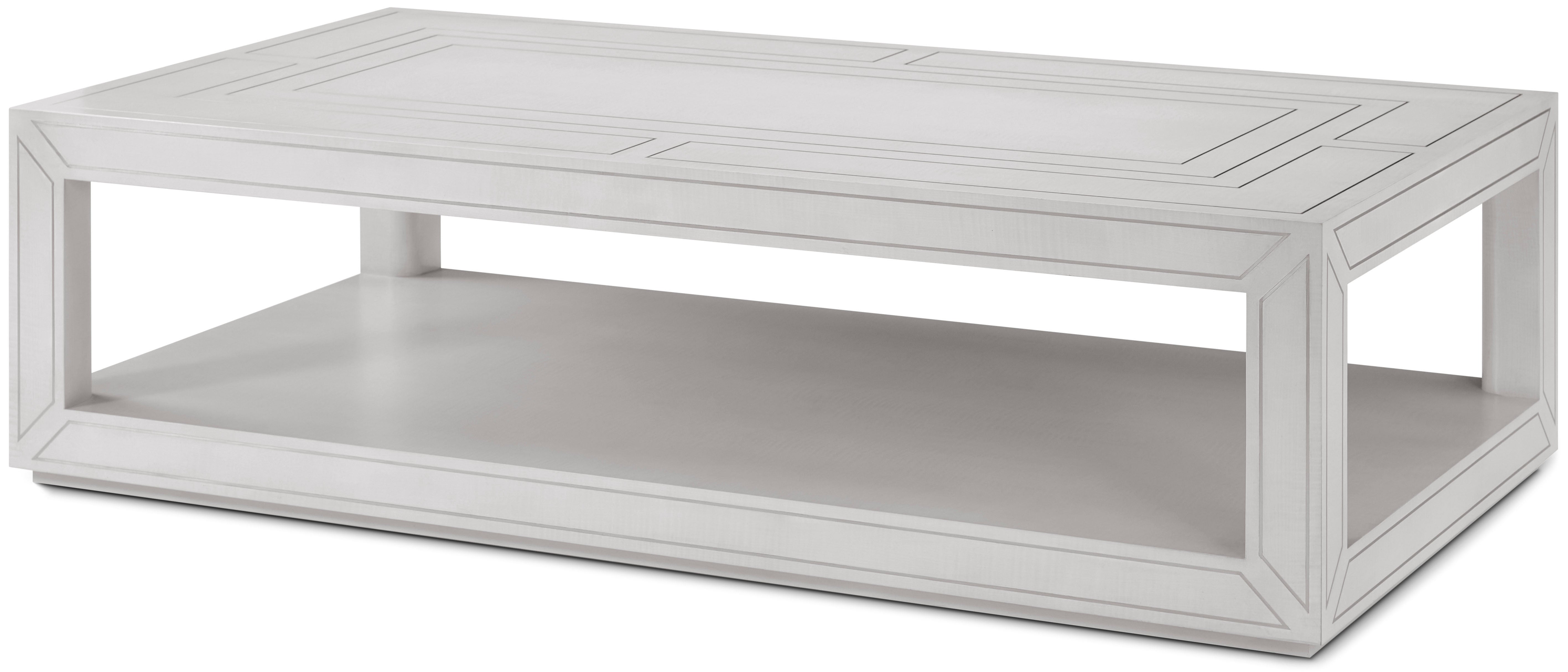 Spencer London Cocktail Table II in Sycamore Veneer, Stainless Steel Inlay - Theodore Alexander