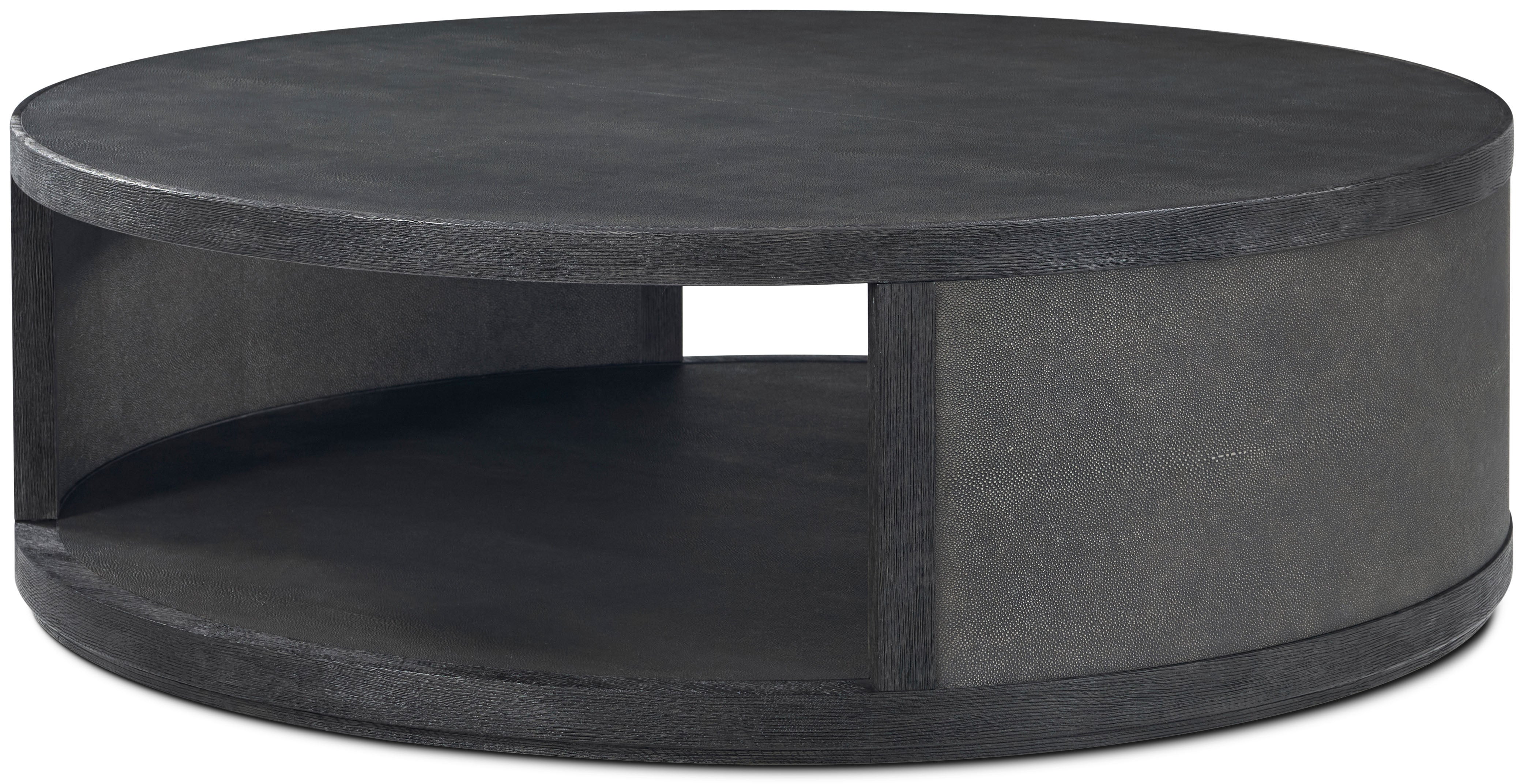 Maxwell Round Cocktail Table Small in Solid Wood, Veneer, Shagreen - Theodore Alexander