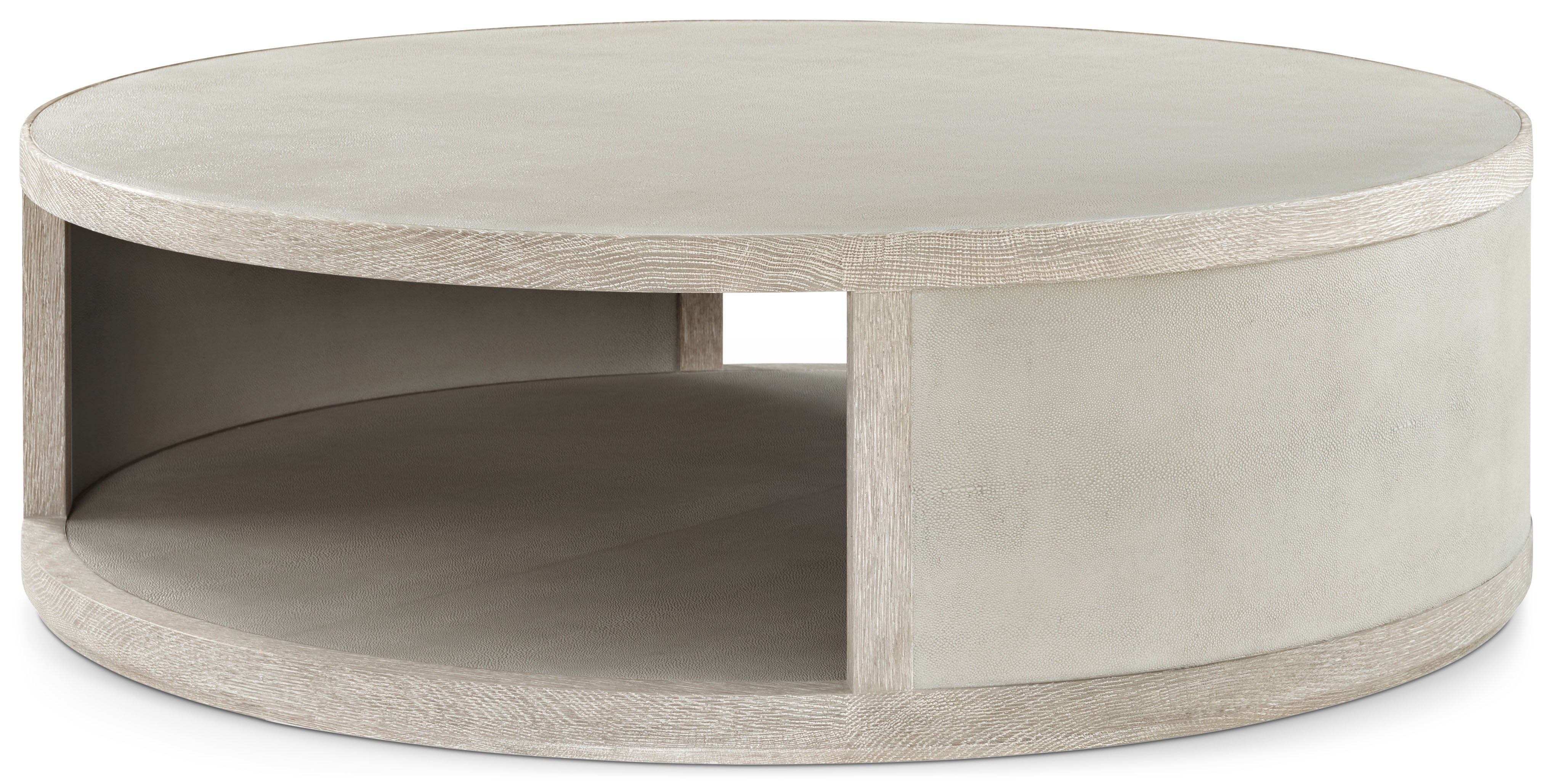 Maxwell Round Cocktail Table Small in Solid Wood, Veneer, Shagreen - Theodore Alexander