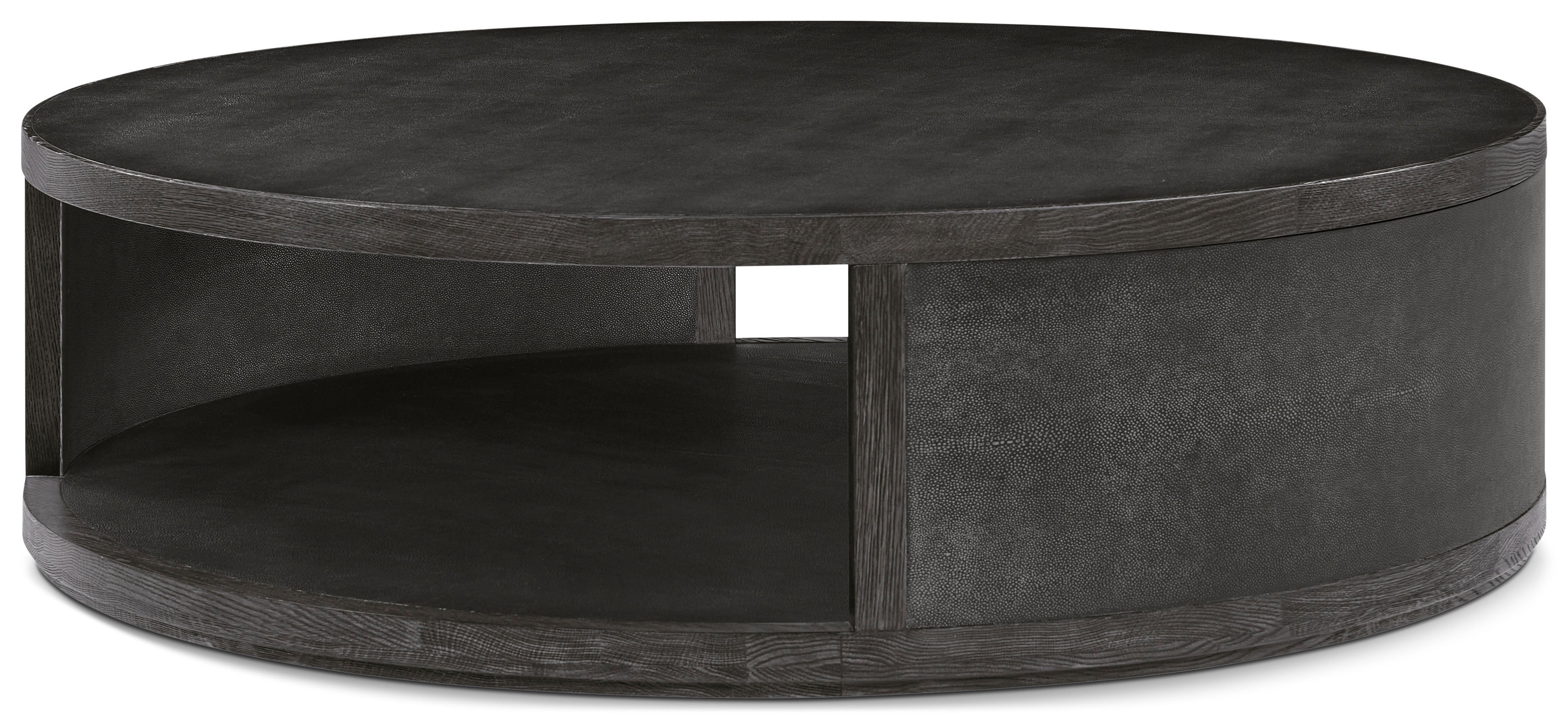 Maxwell Round Cocktail Table Large in Solid Wood, Veneer, Shagreen - Theodore Alexander
