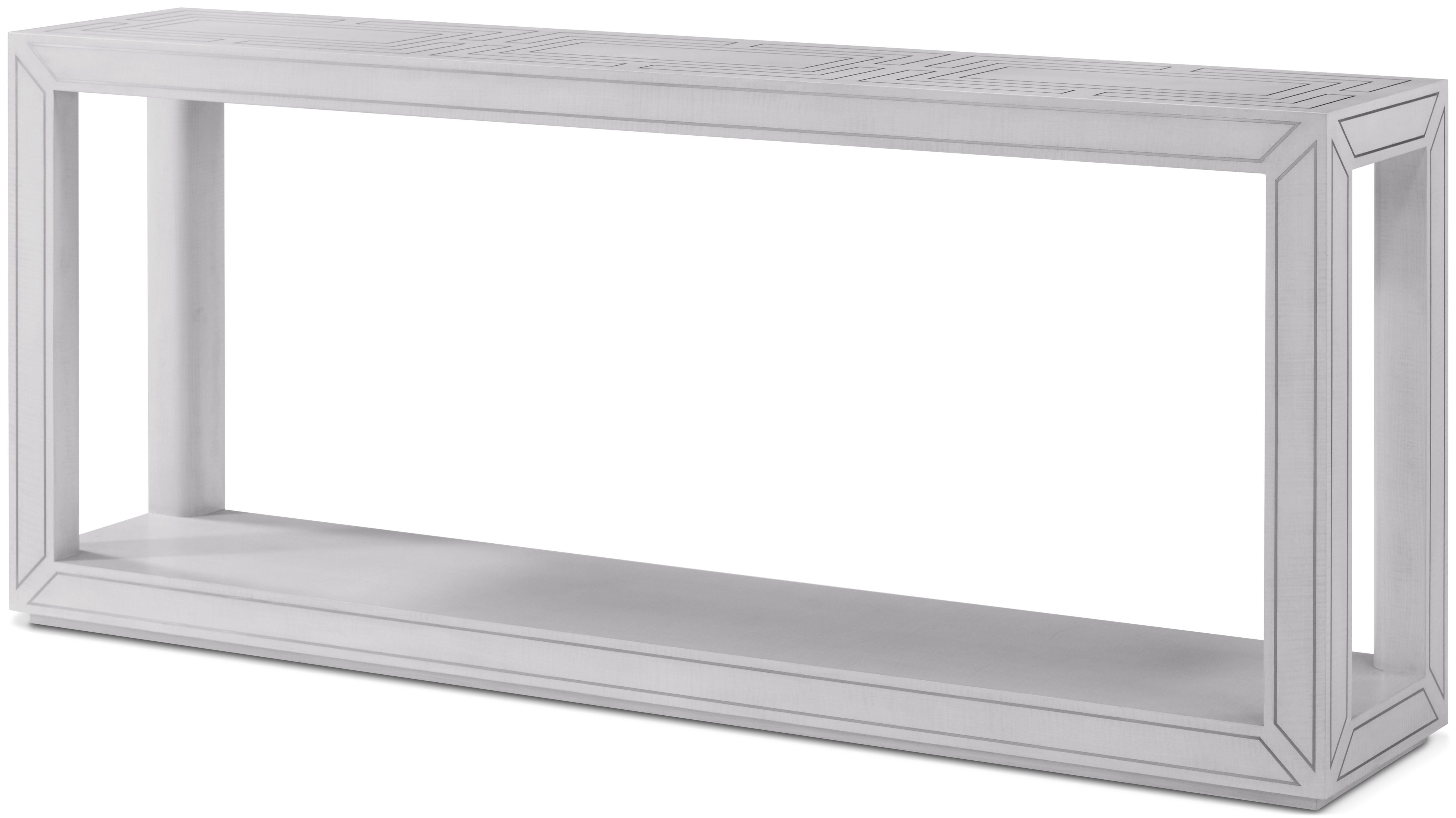 Spencer London Console Table II in Sycamore Veneer, Stainless Steel Inlay - Theodore Alexander