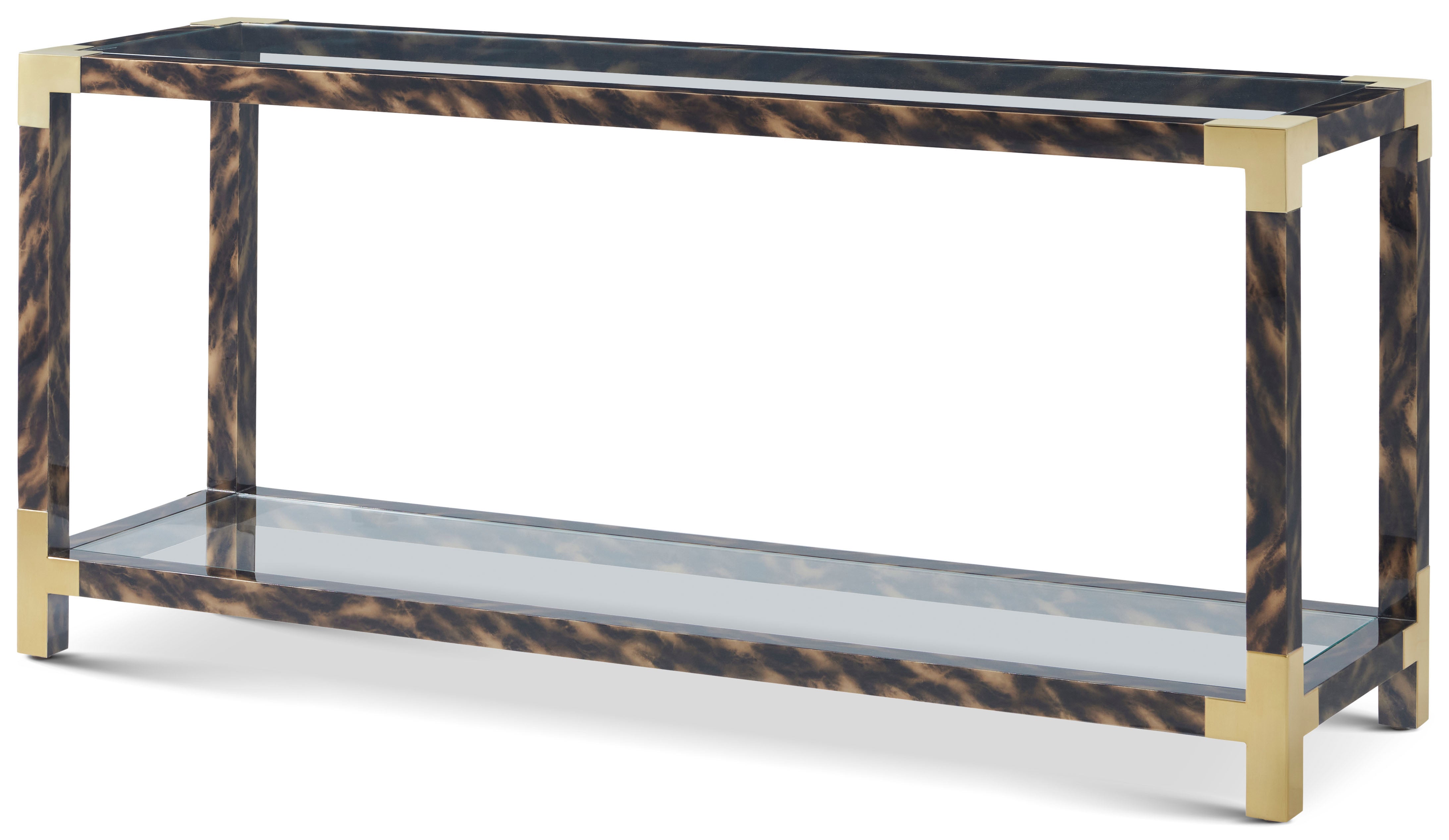 Arakan Console Table in Glass, Stainless Steel - Theodore Alexander