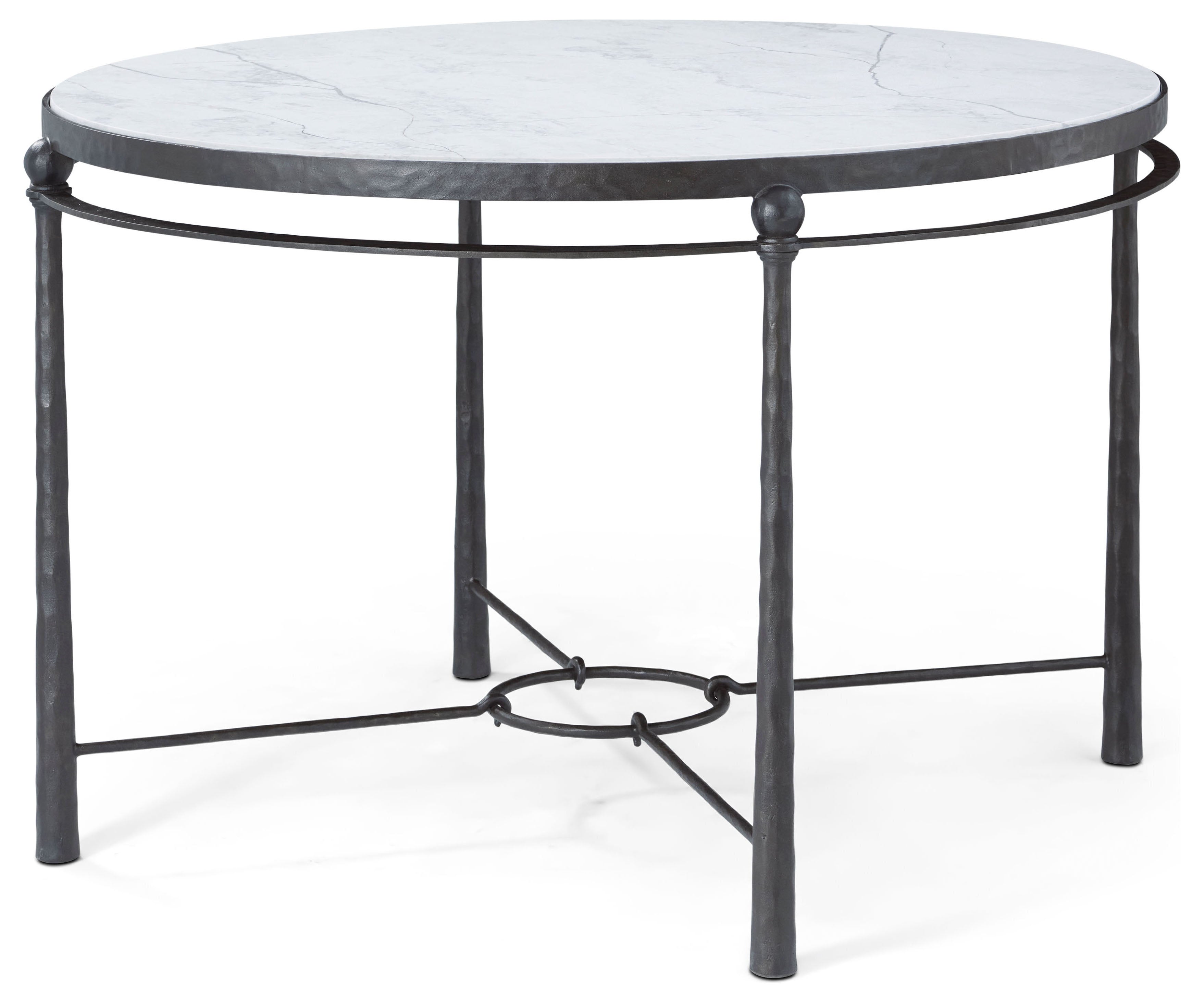 Spencer London Round Metal Center Table in Steel, Quartz - Theodore Alexander