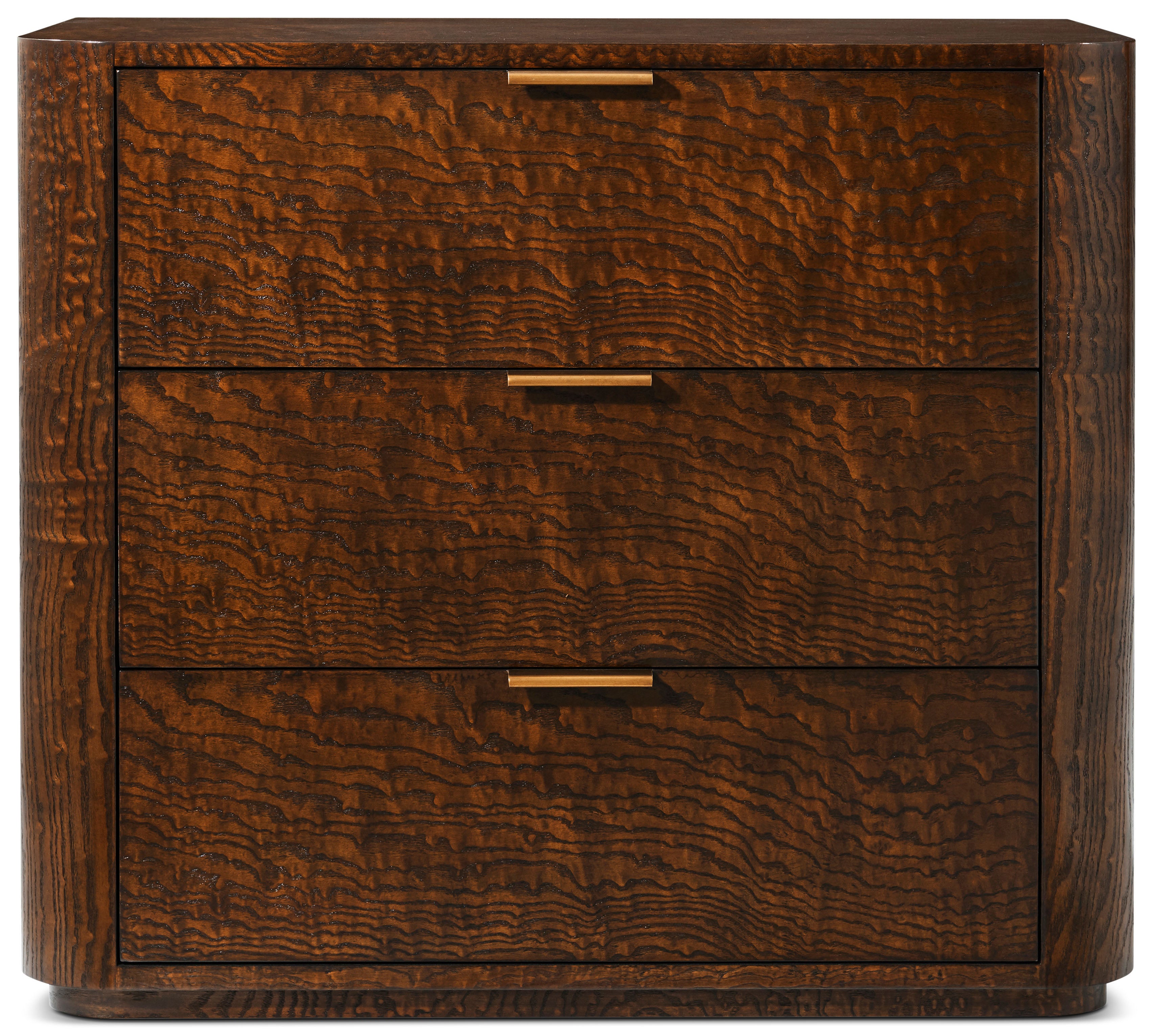 Kesden Nightstand in VCF1801_pyramid_brown_MCF538.B_satin_brass / Brass, Wood, Veneer - Theodore Alexander