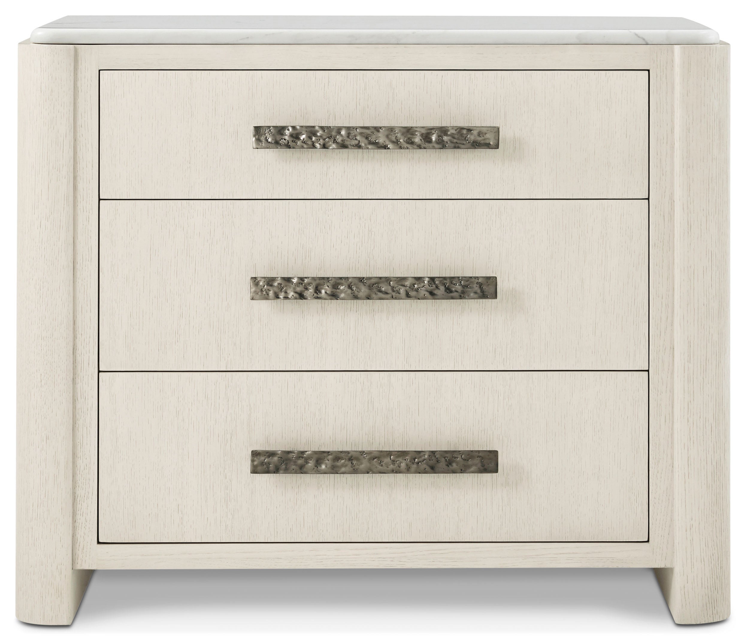 Essence Three Drawer Nightstand in VCF1806_Opal / Aluminium, Veneer, Marble - Theodore Alexander