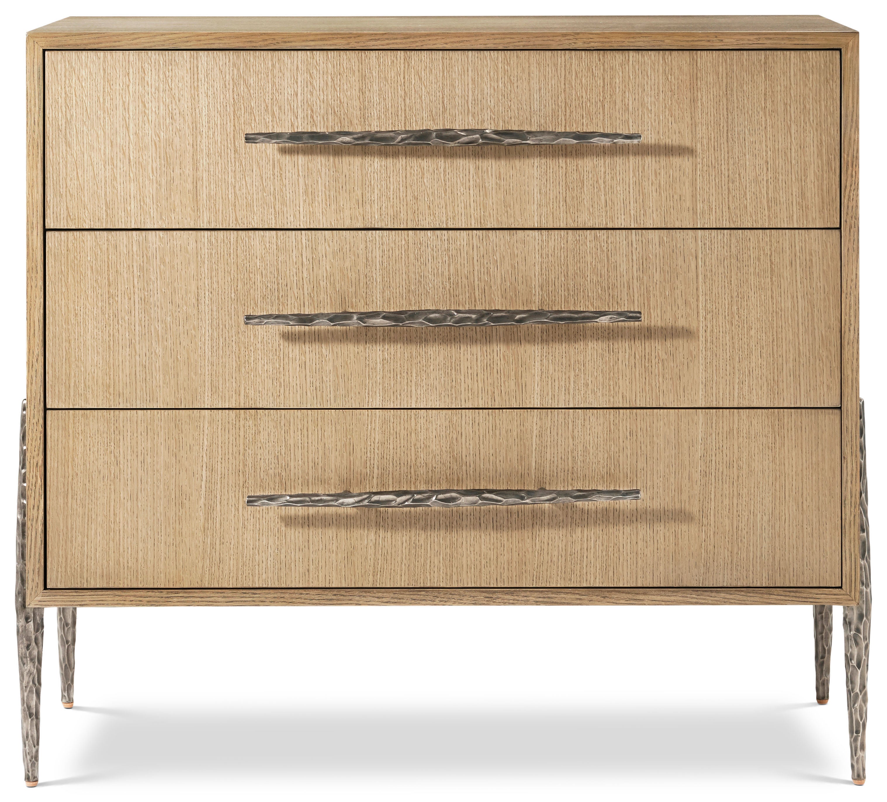 Essence Three Drawer Nightstand in VCF1792_Blonde_MCF552.A_Volcanic_Essence / Aluminium, Veneer - Theodore Alexander