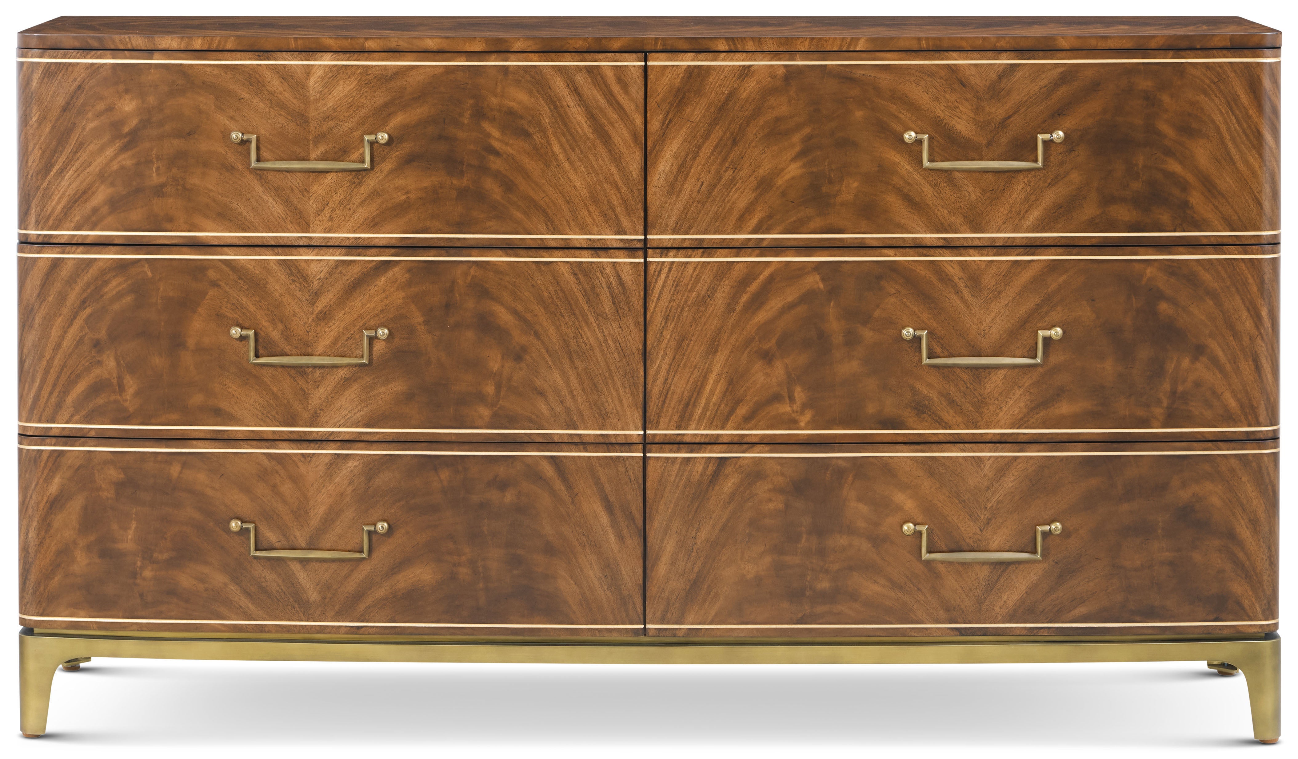 Spencer London Burl Dresser in Khaya Veneer, Brass - Theodore Alexander