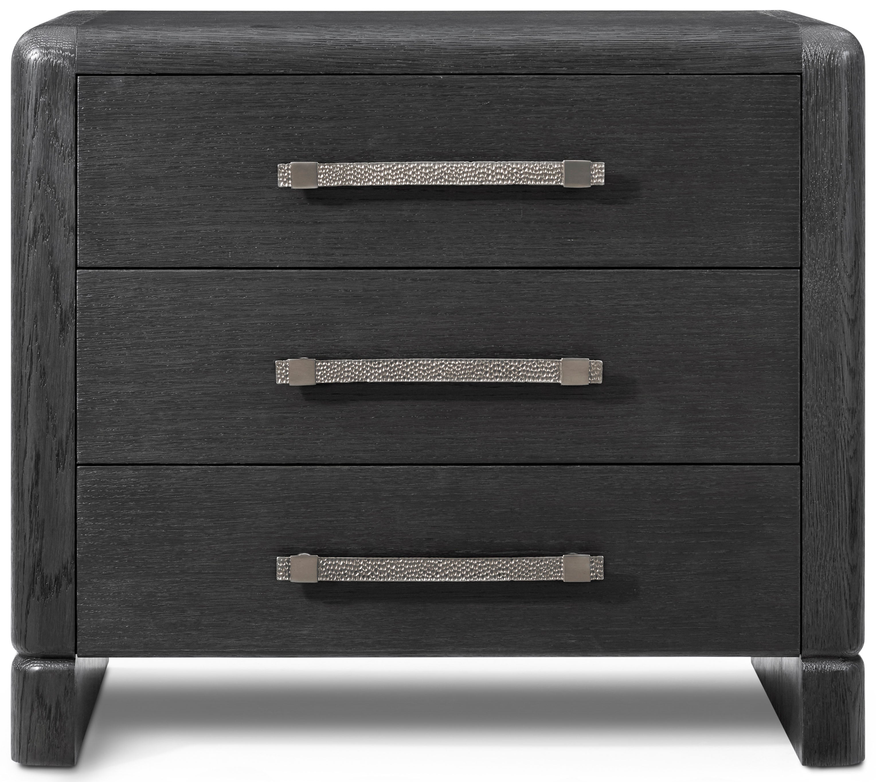 Luna 3-Drawer Nightstand in Solid Wood, Veneer, Aluminium - Theodore Alexander