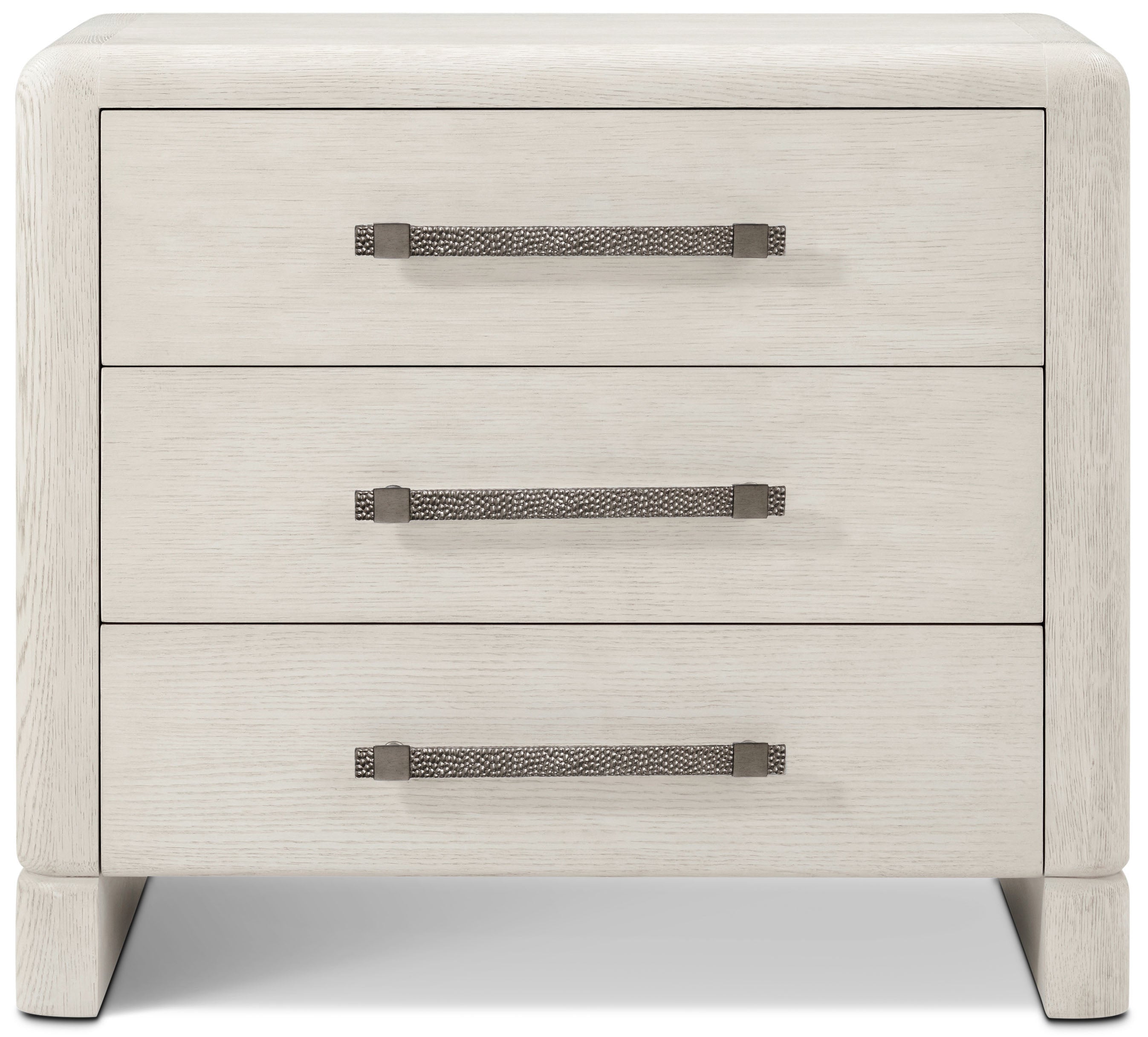 Luna 3-Drawer Nightstand in Solid Wood, Veneer, Aluminium - Theodore Alexander