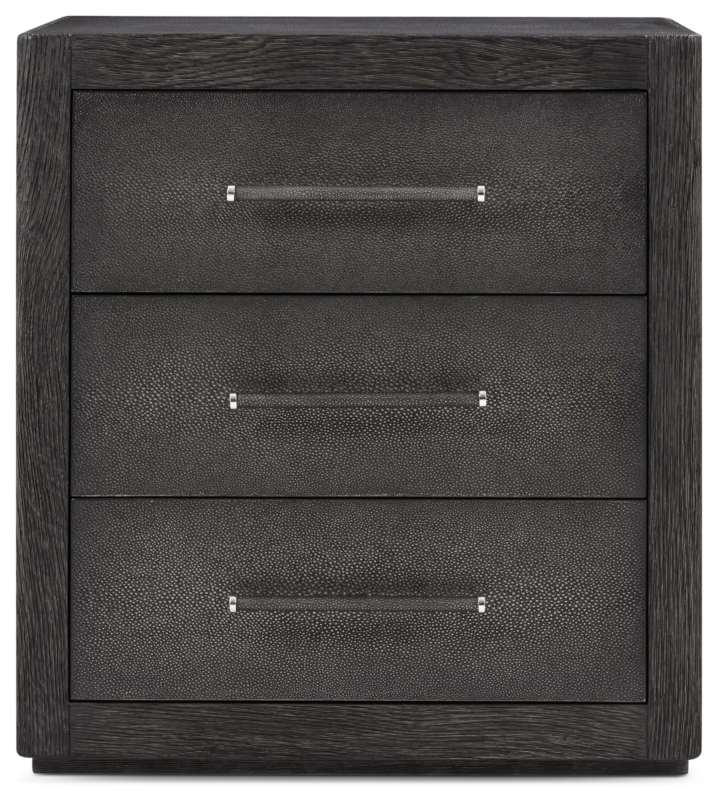 Maxwell 3-Drawer Nightstand in Solid Wood, Veneer, Shagreen - Theodore Alexander