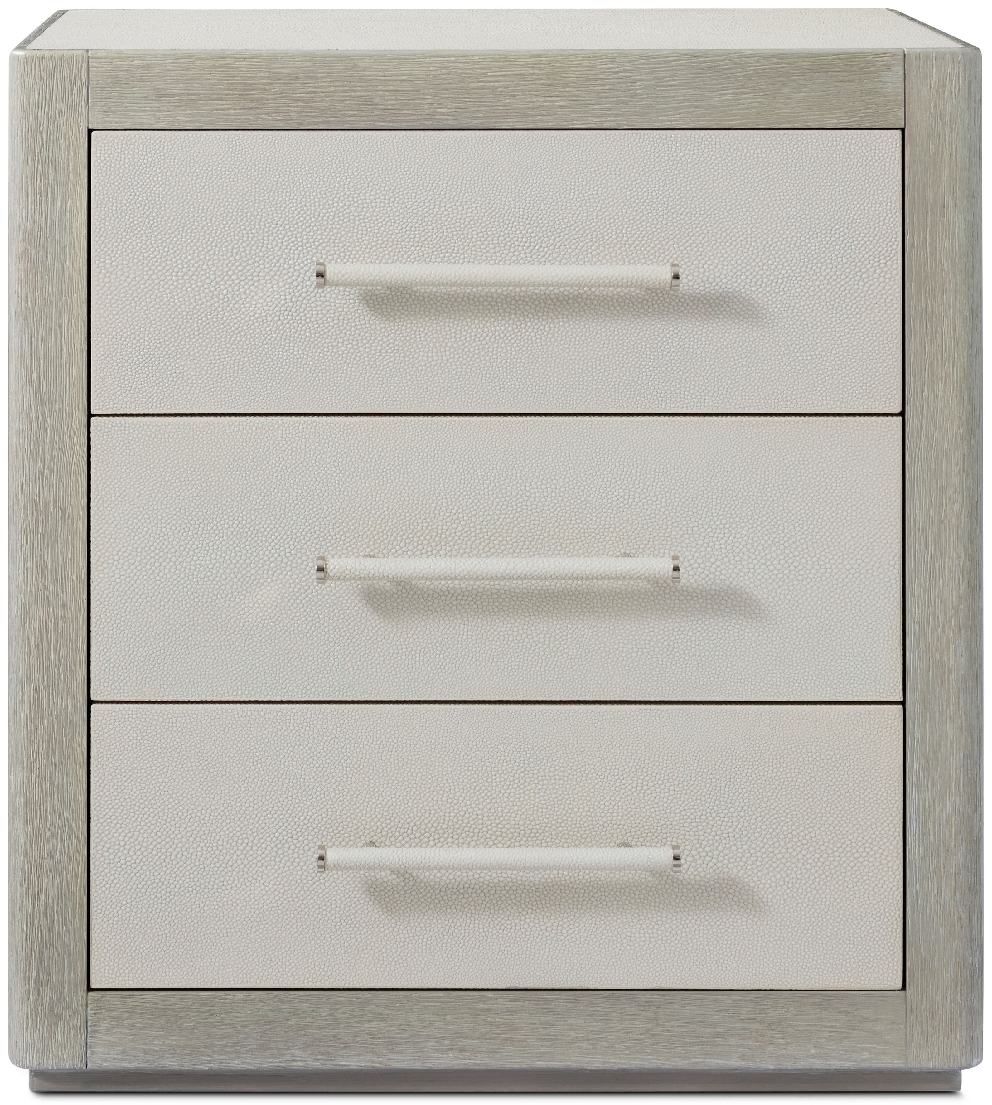 Maxwell 3-Drawer Nightstand in Solid Wood, Veneer, Shagreen - Theodore Alexander
