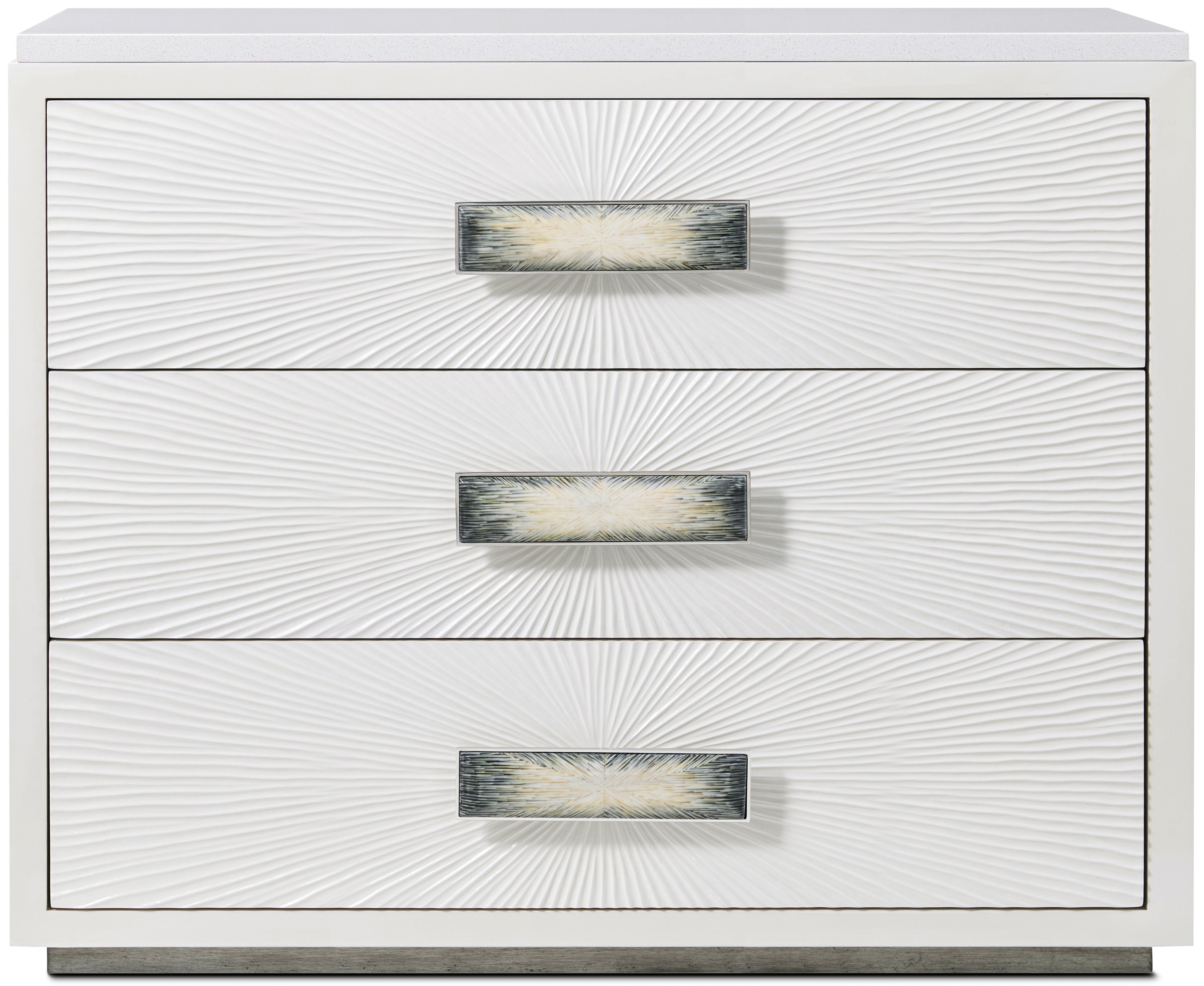 Panos Nightstand in Beech Wood, Composite, Quartz, Stainless Steel - Theodore Alexander