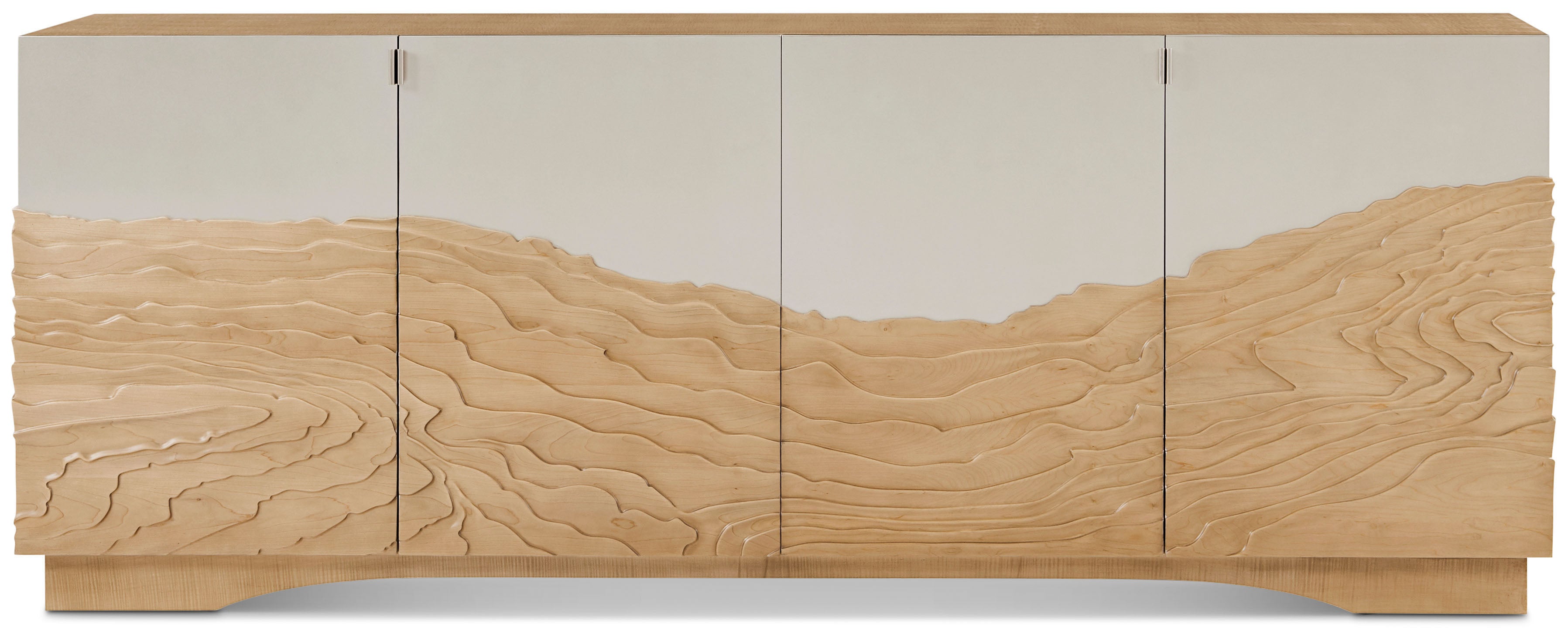 Strata Credenza in Maple Wood, Sycamore Veneer, Brass - Theodore Alexander