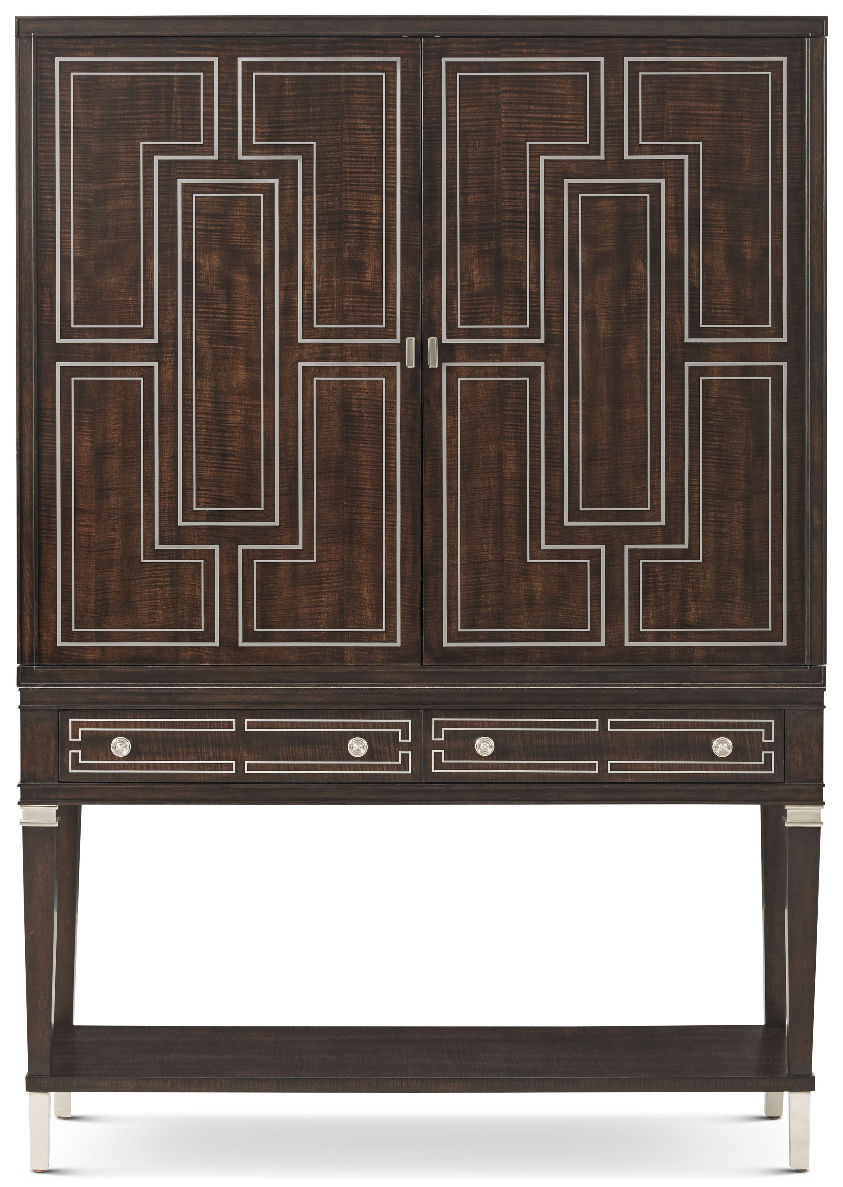 Spencer London Bar Cabinet in Maple Wood, Sycamore Veneer, Brass - Theodore Alexander