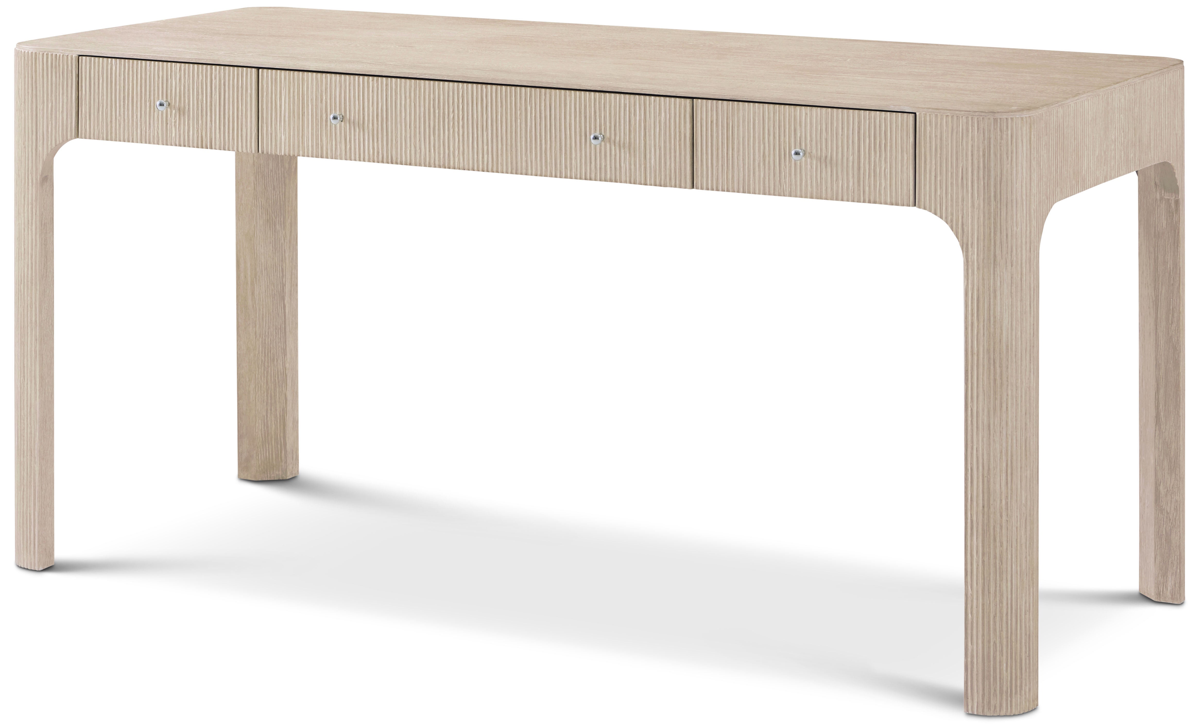 Horizon Desk in Ash Wood, Oak Veneer, Brass - Theodore Alexander