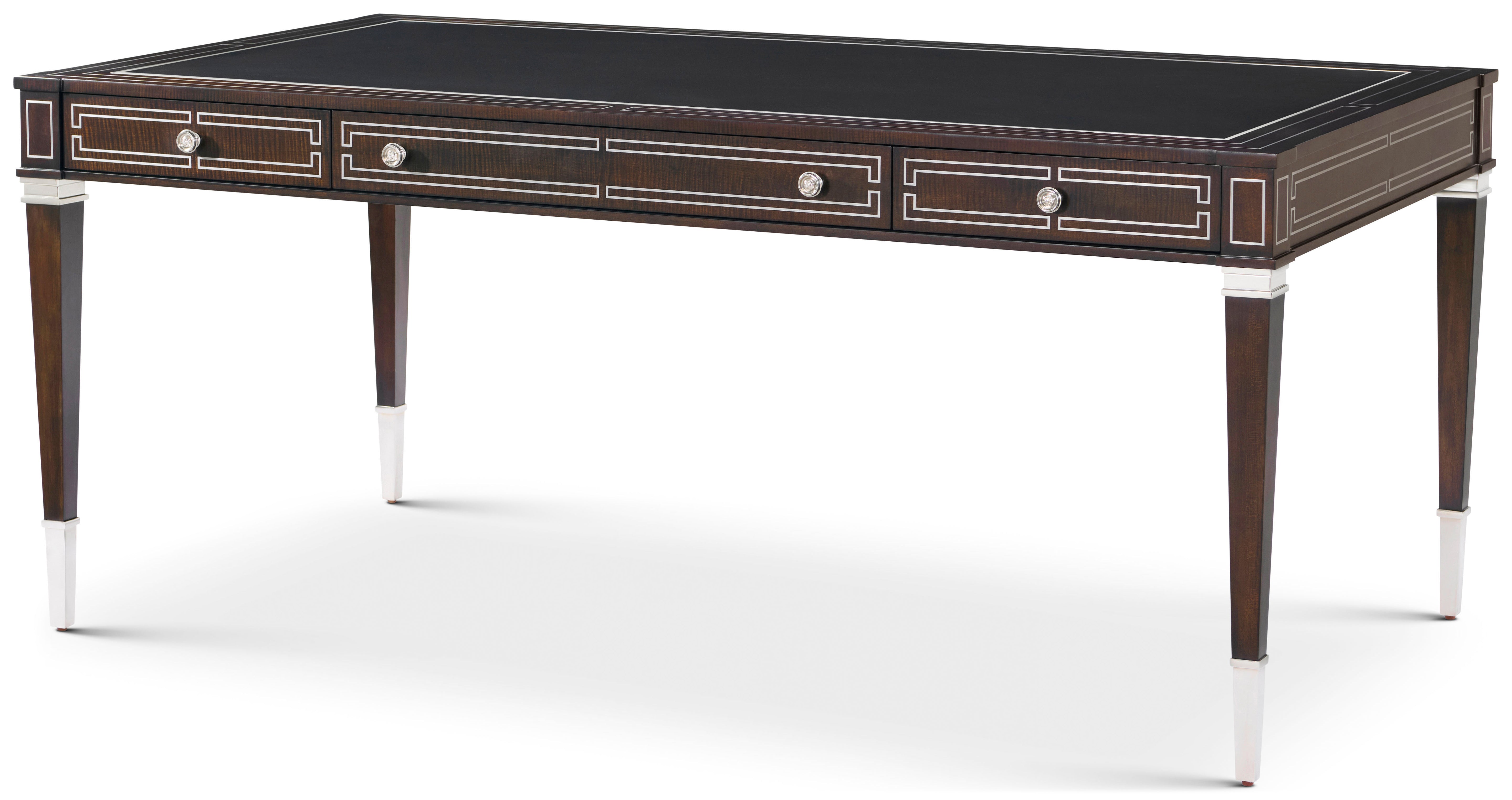 Spencer London Desk in Maple Wood, Sycamore Veneer, Brass - Theodore Alexander
