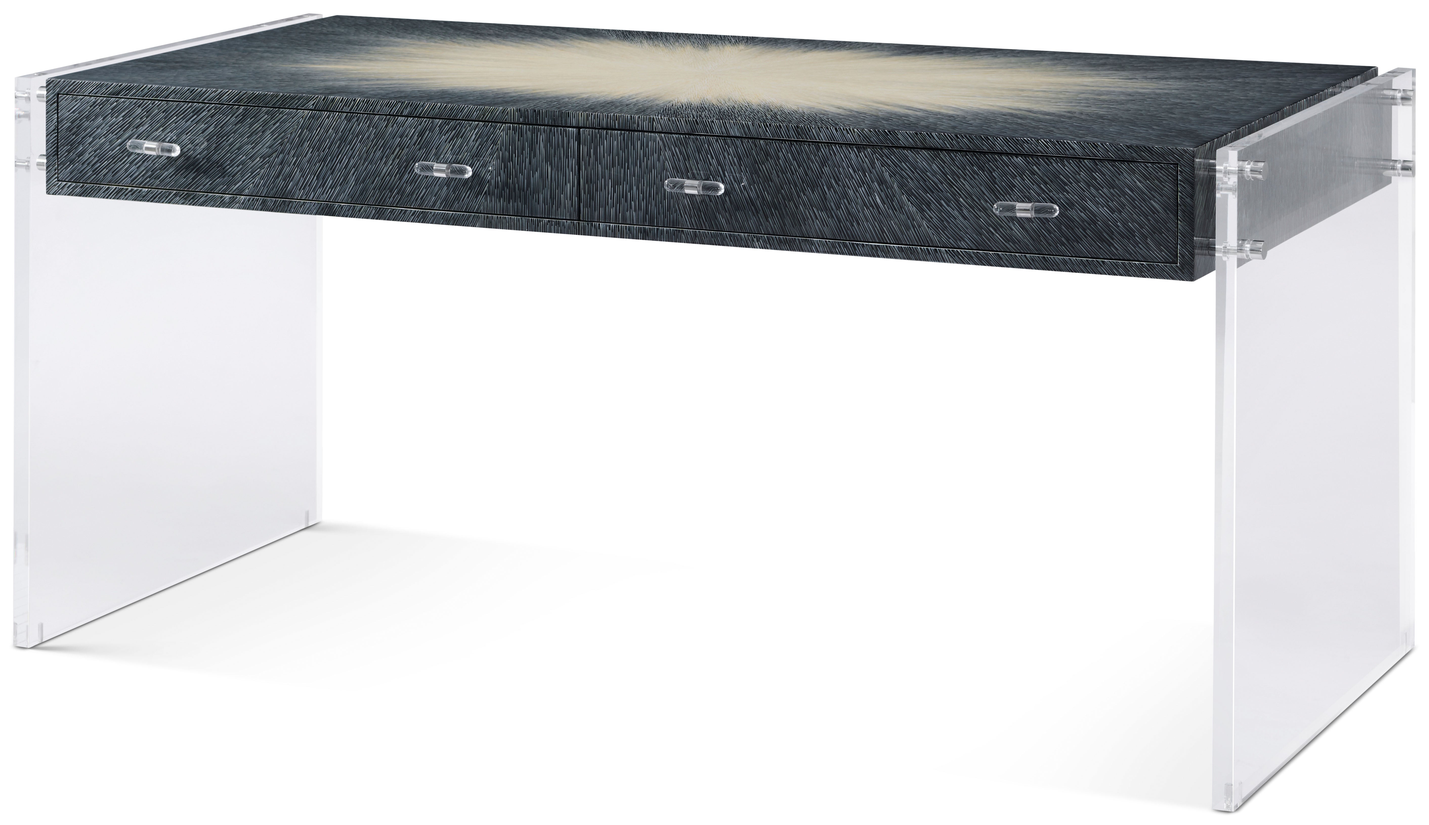 Panos Desk in Stainless Steel, Acrylic - Theodore Alexander