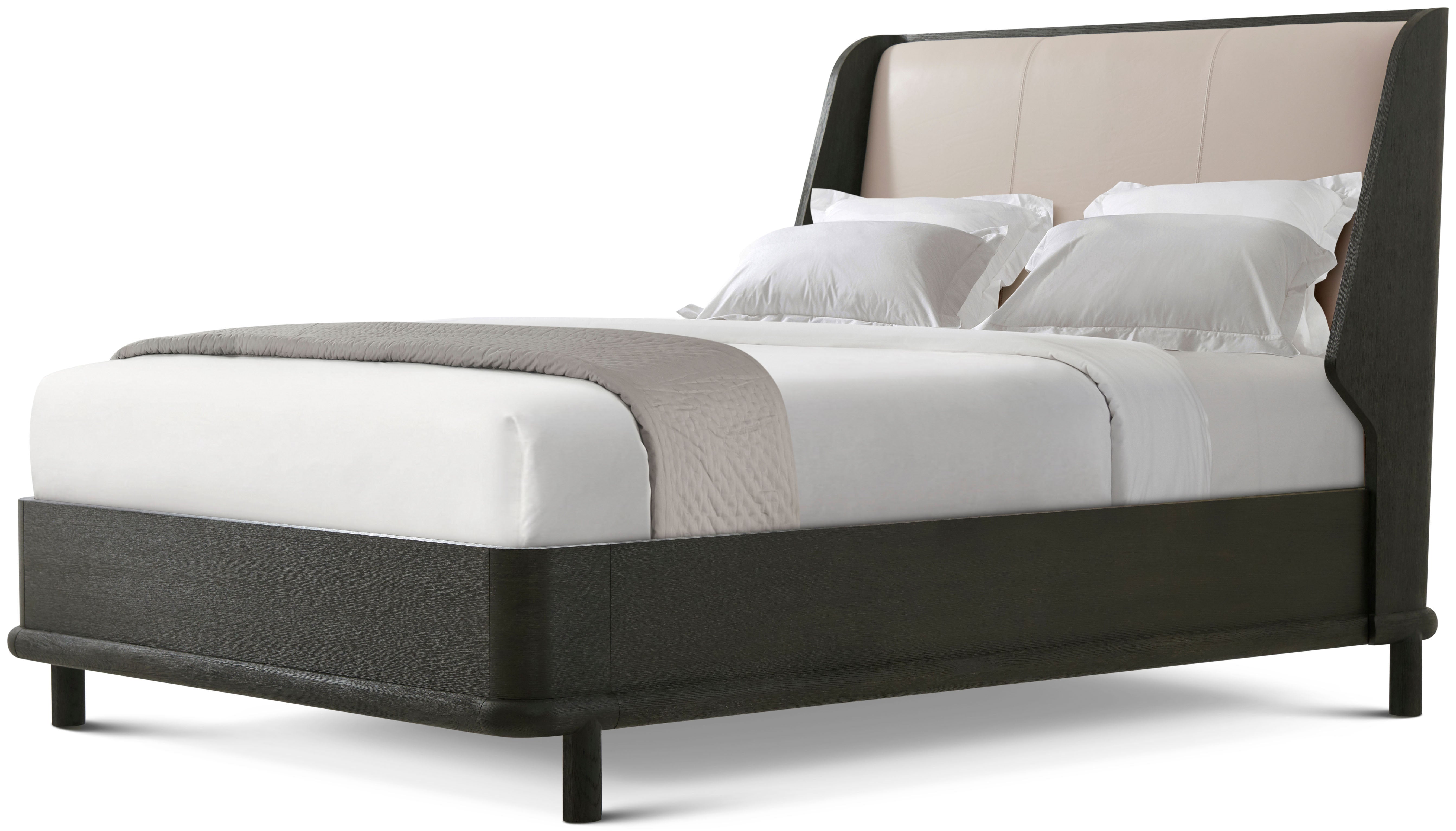 Repose Wooden With Upholstered Headboard US Queen Bed in PCF1186.1L2HA3F_Charcoal_Oak / Wood - Theodore Alexander