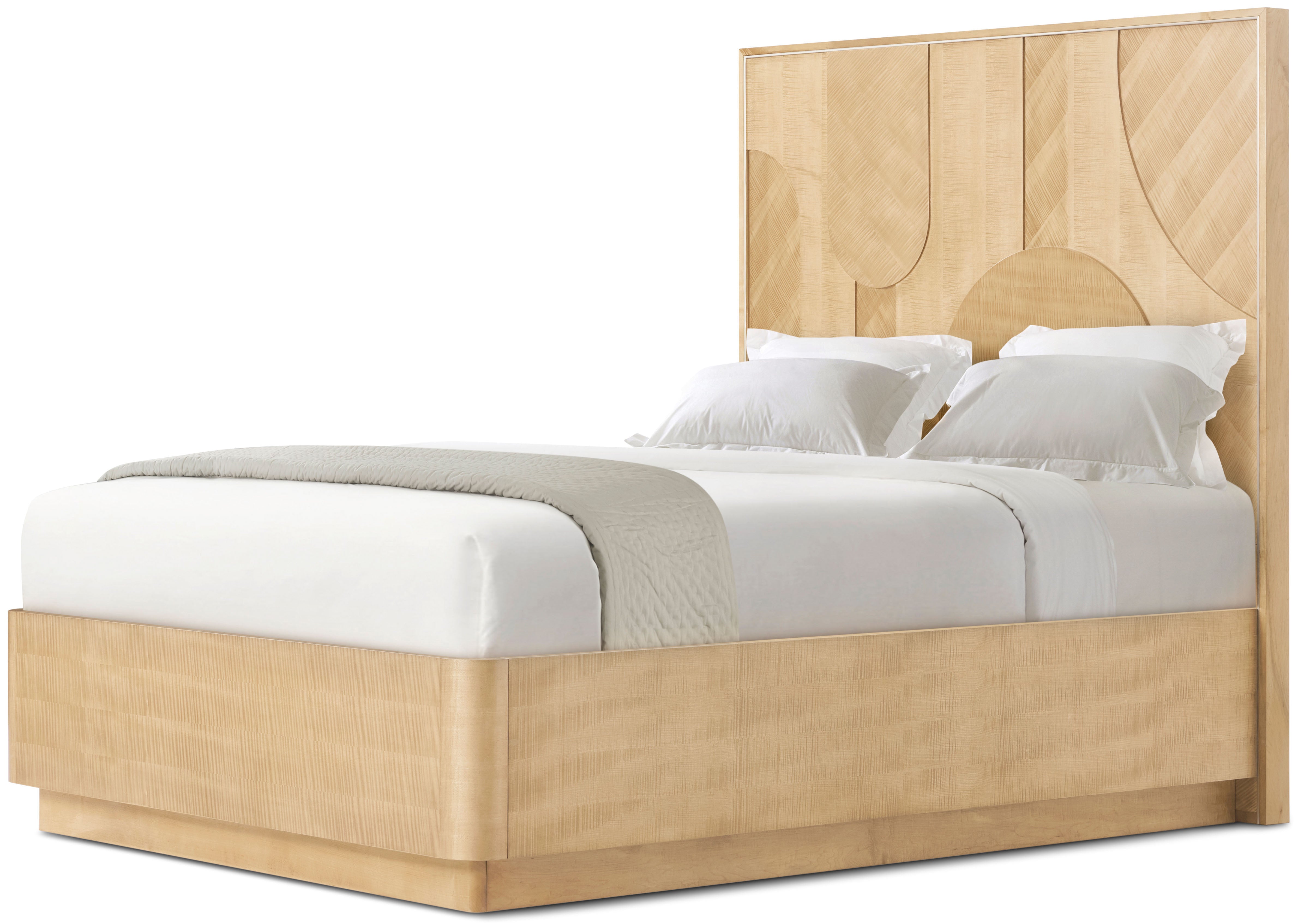 Origins Plinth US Queen Bed in VCF1851_Sesame_VCF1852_Sesame_MCF577.B_Starlight / Maple Wood, Sycamore Veneer - Theodore Alexander