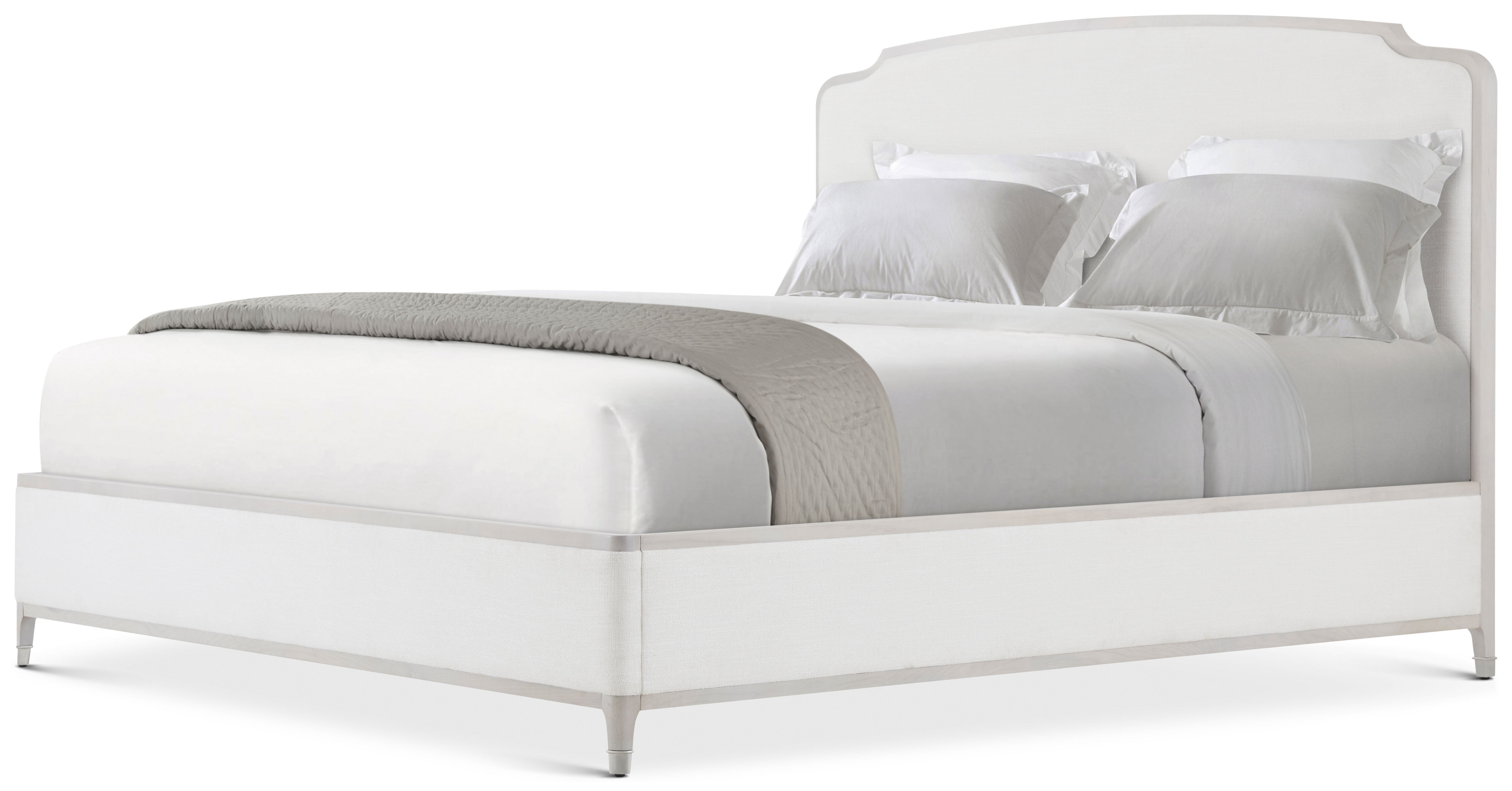 Spencer London Upholstered King Bed in Maple Wood, Beech wood, Khaya Veneer, Brass - Theodore Alexander
