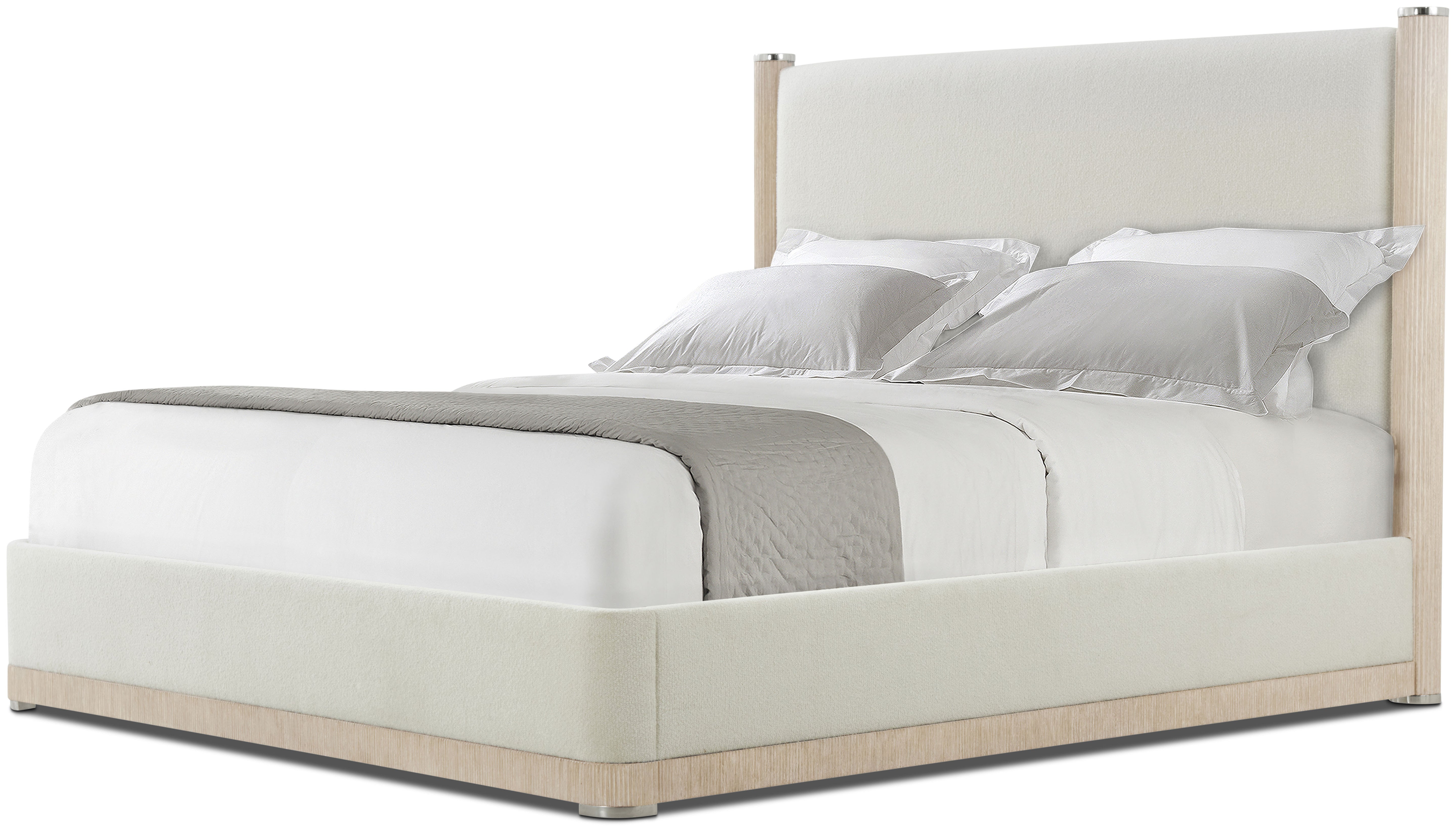 Horizon Upholstered US Queen Bed in Ash Wood, Brass - Theodore Alexander