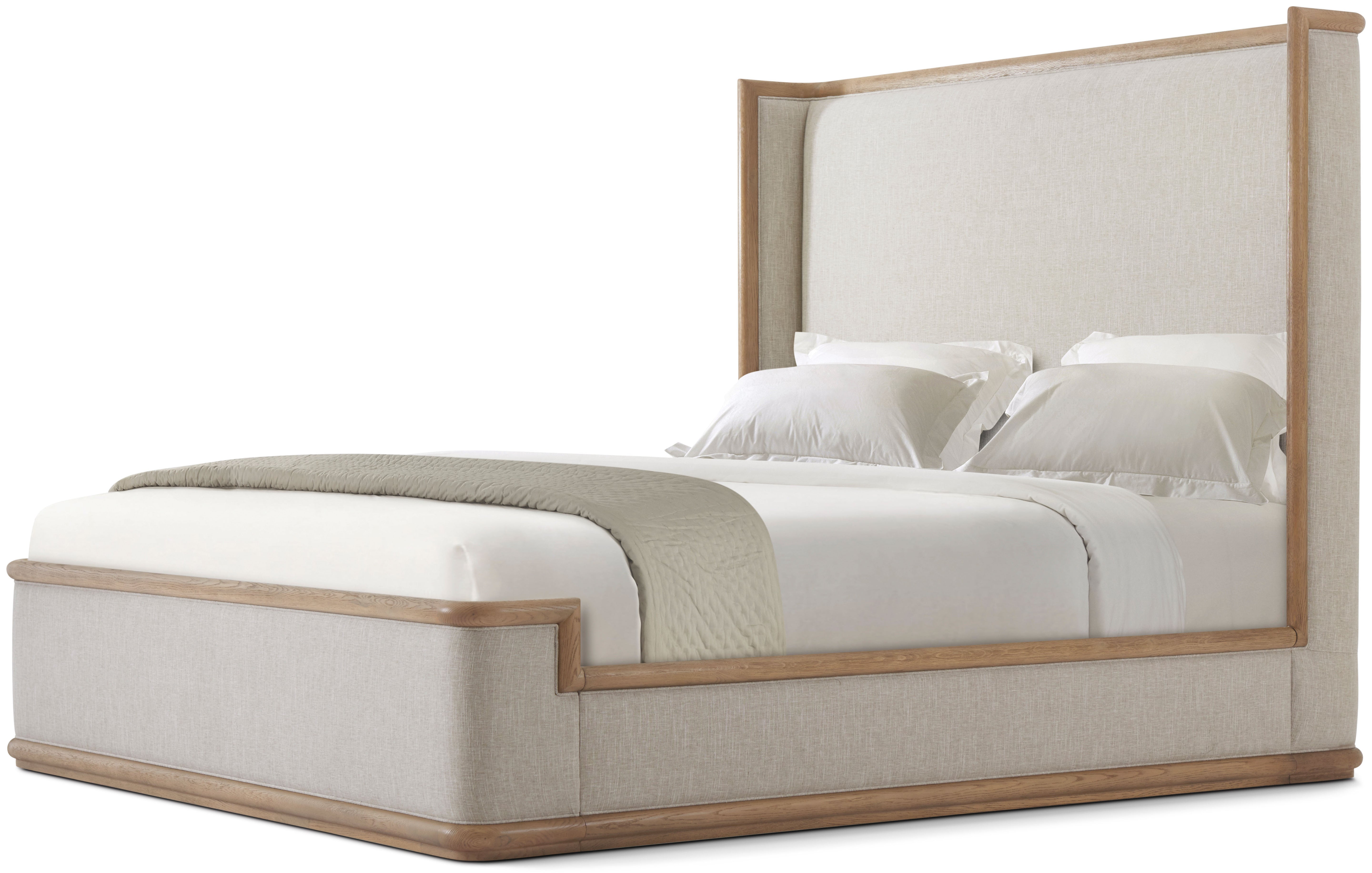 Catalina Upholstered US Queen Bed in PCF1176.1J2G_Dune / Wood - Theodore Alexander