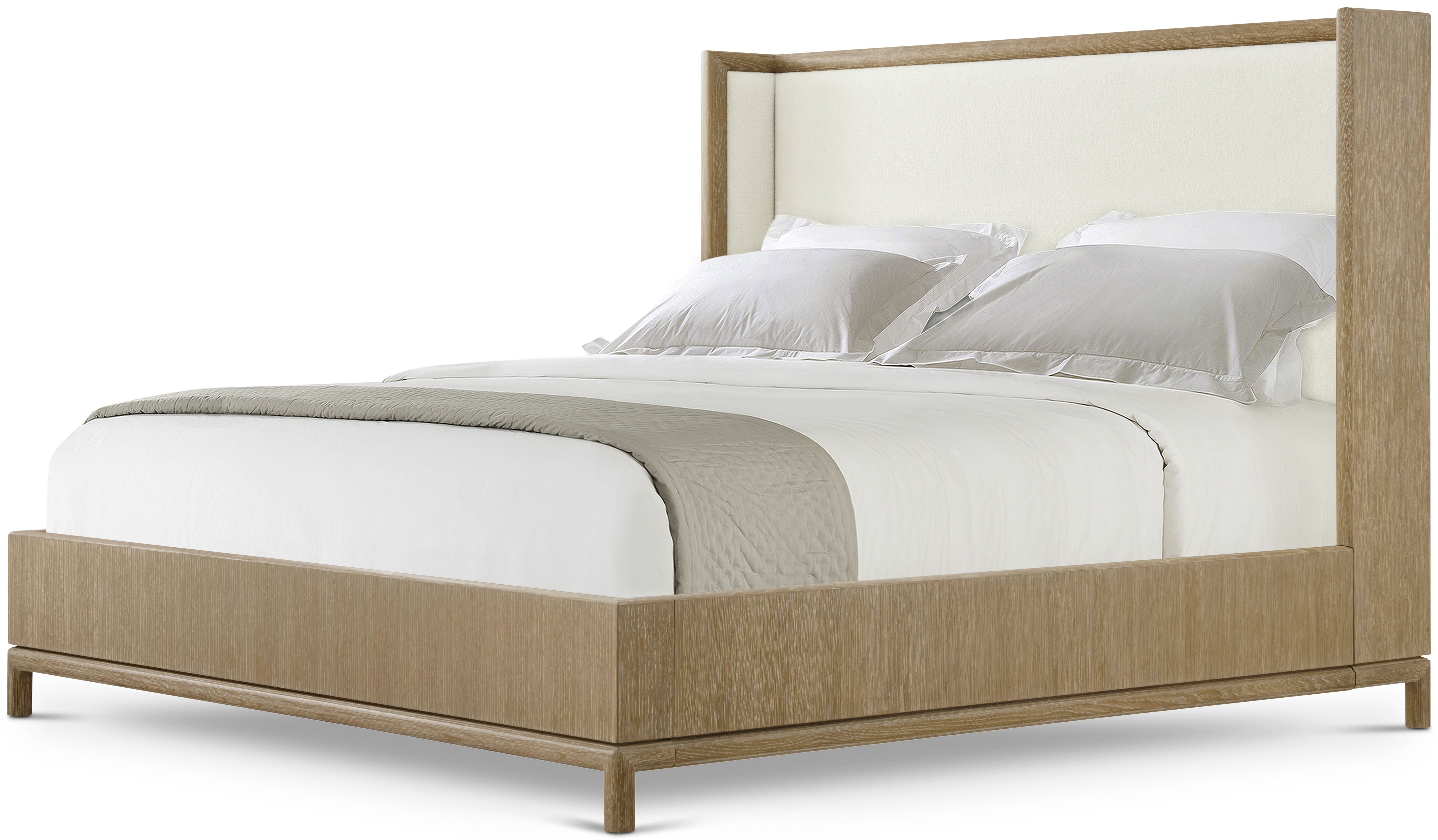 Montauk Upholstered US Queen Bed in Oak Wood, Oak Veneer - Theodore Alexander