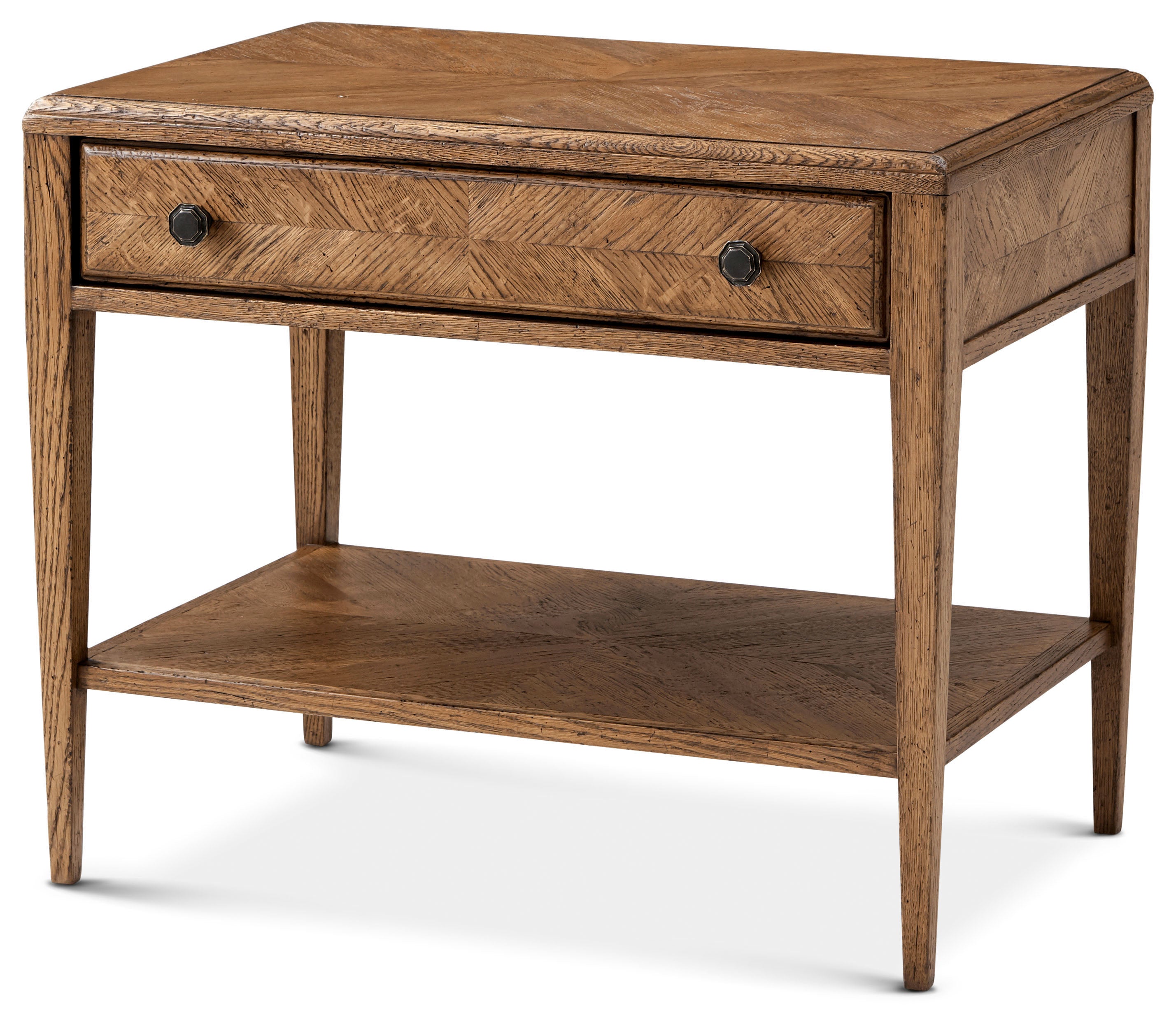 Nova Drawer Side Table in VCF1671.1C2M3F_Dawn_Finish / Solid Wood, Veneer, Aluminium - Theodore Alexander